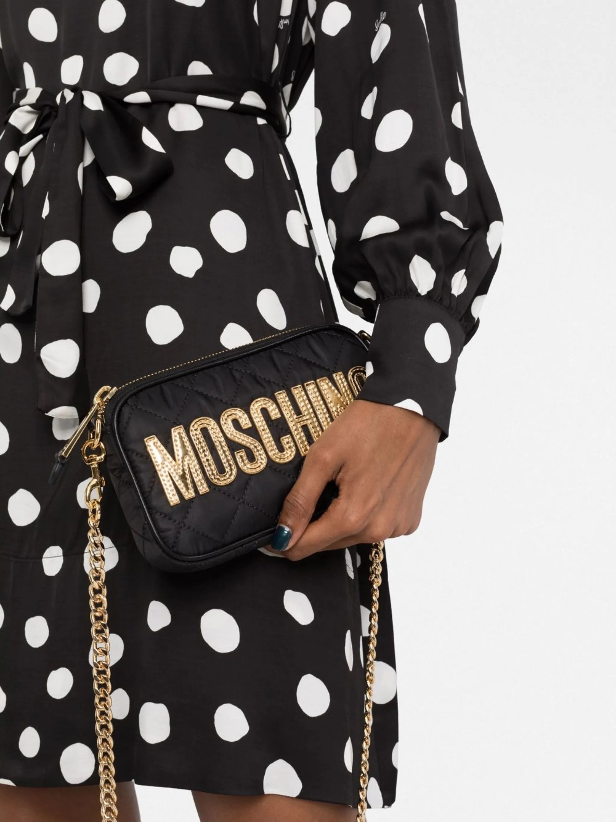 quilted logo-patch shoulder bag