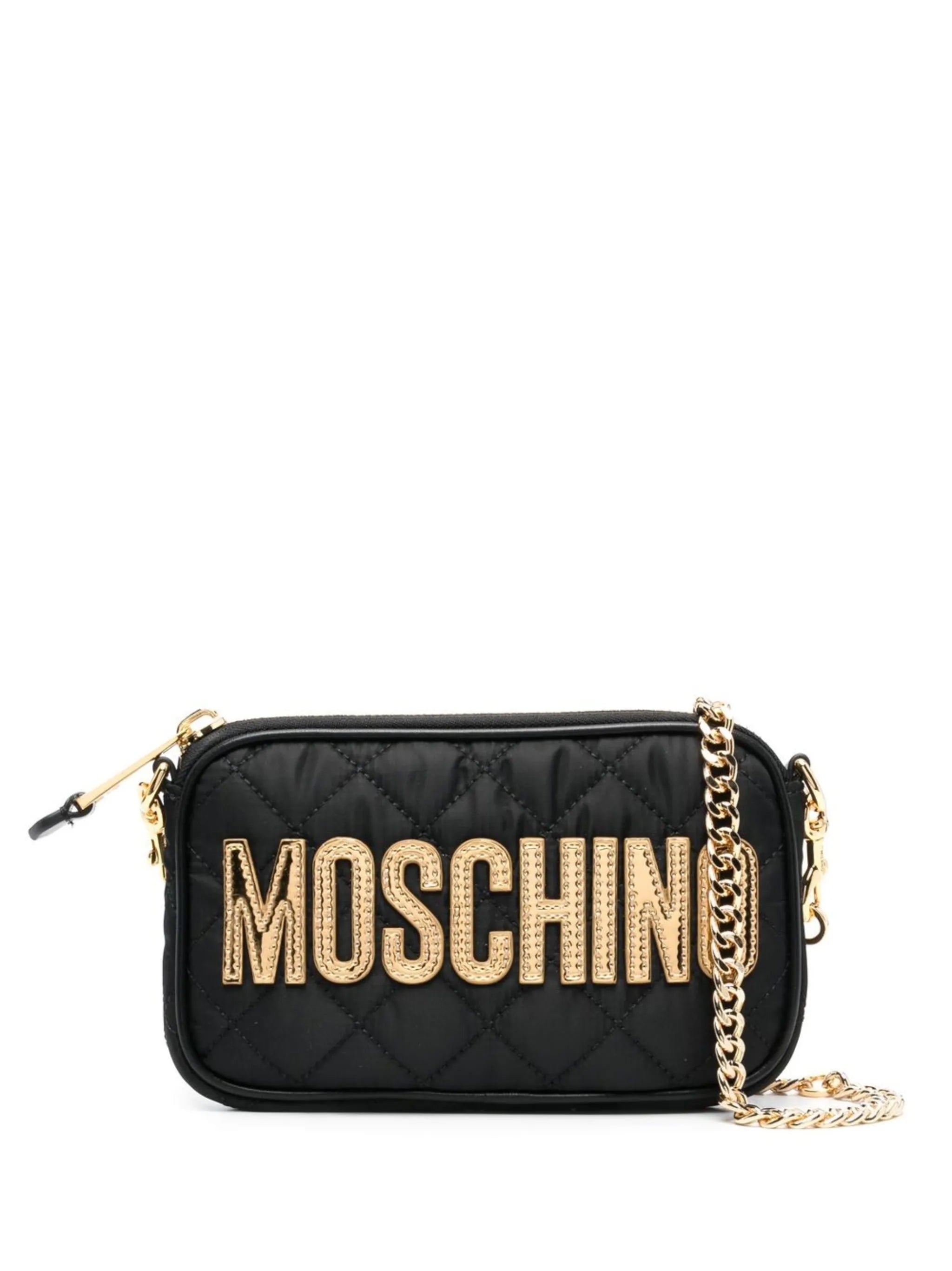 quilted logo-patch shoulder bag