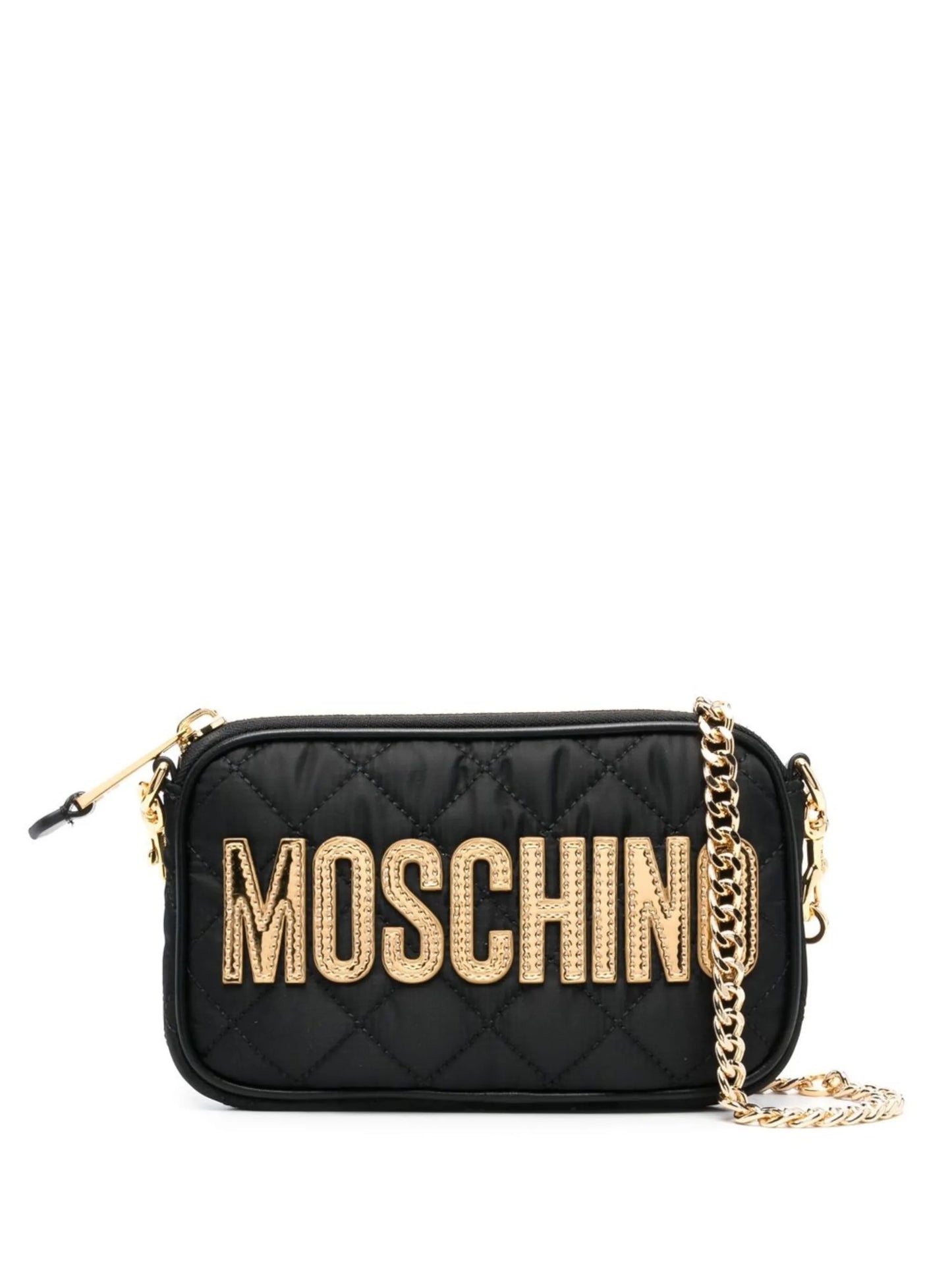 quilted logo-patch shoulder bag