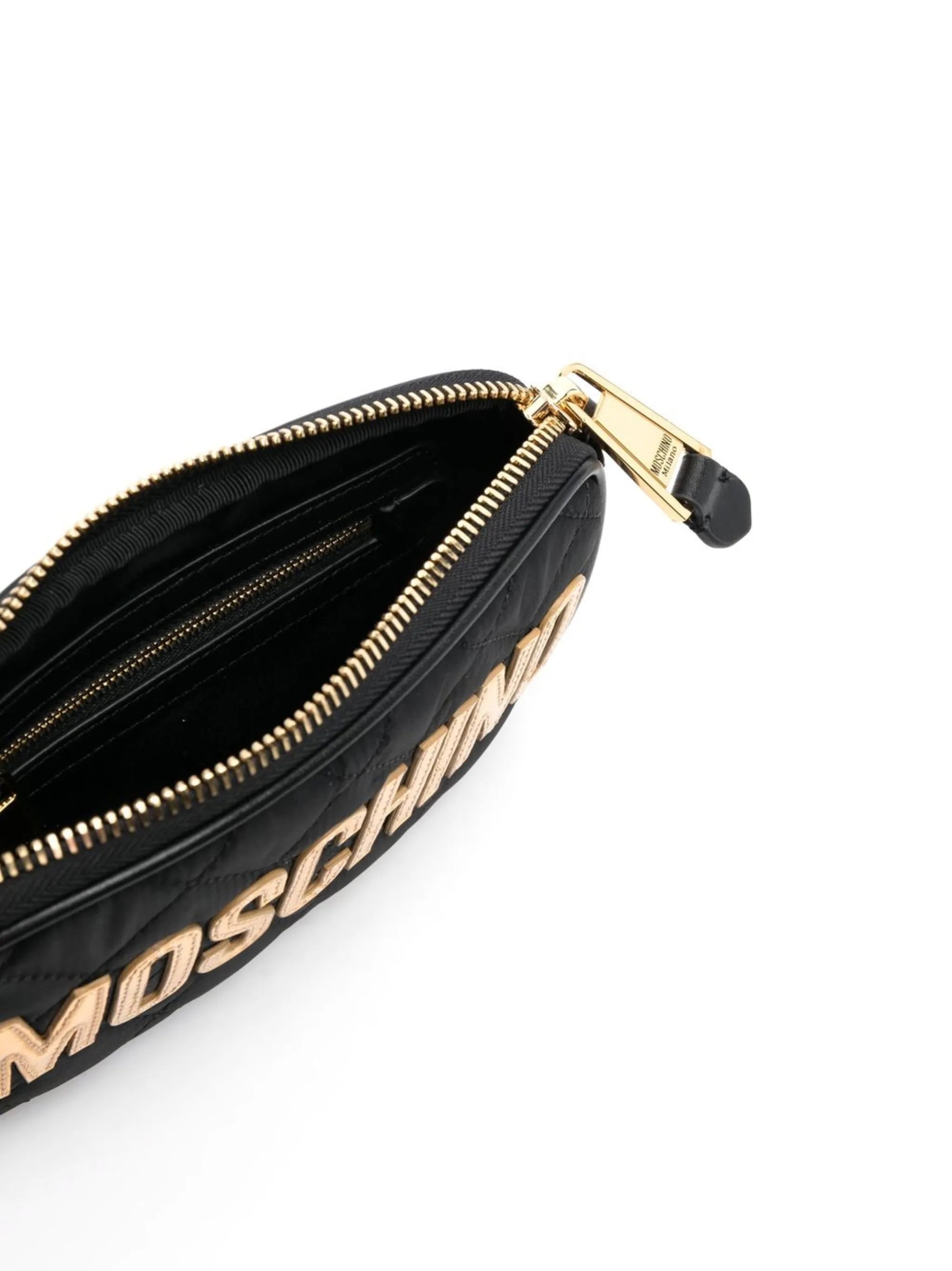 quilted logo-patch shoulder bag
