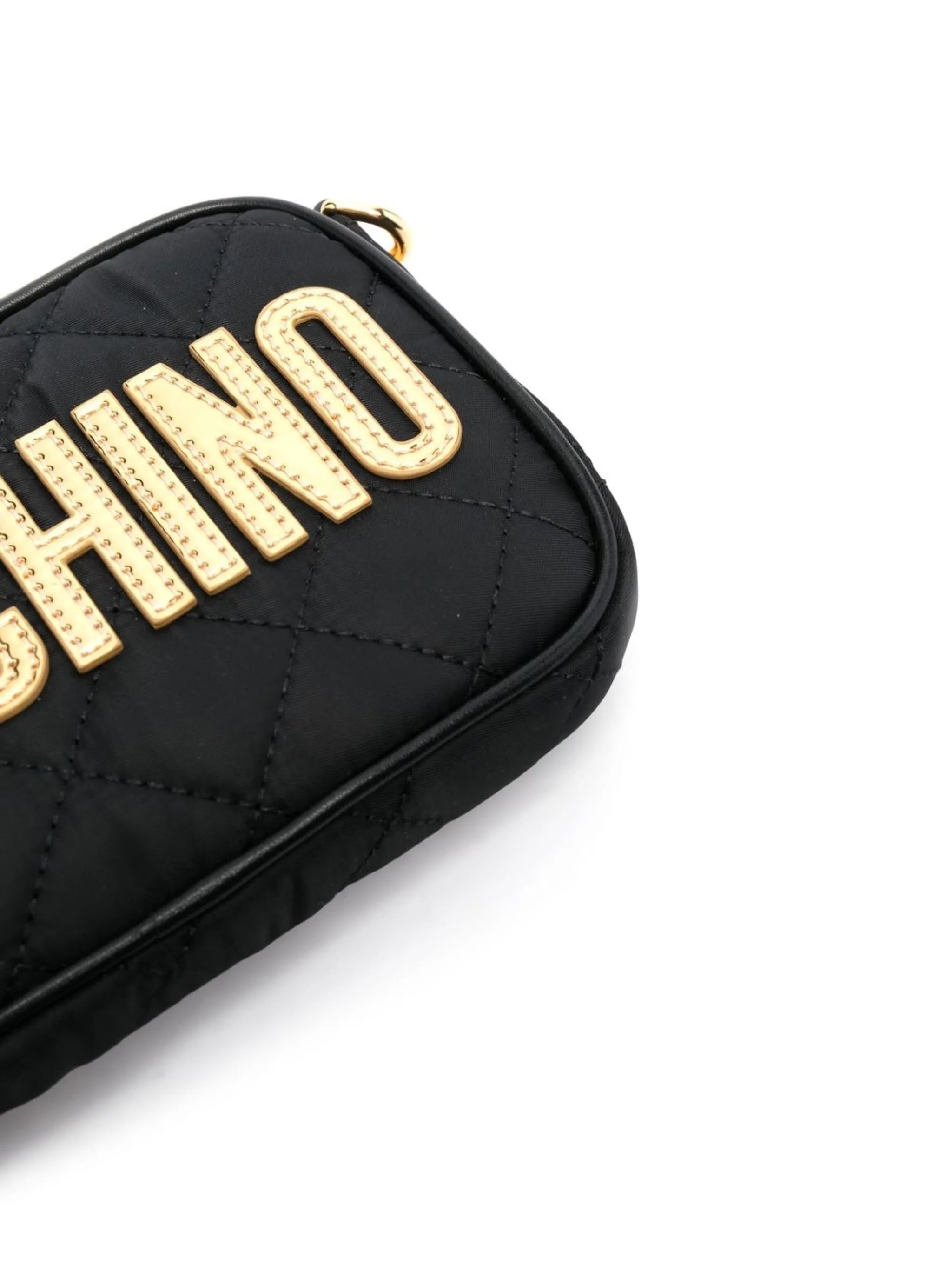 quilted logo-patch shoulder bag