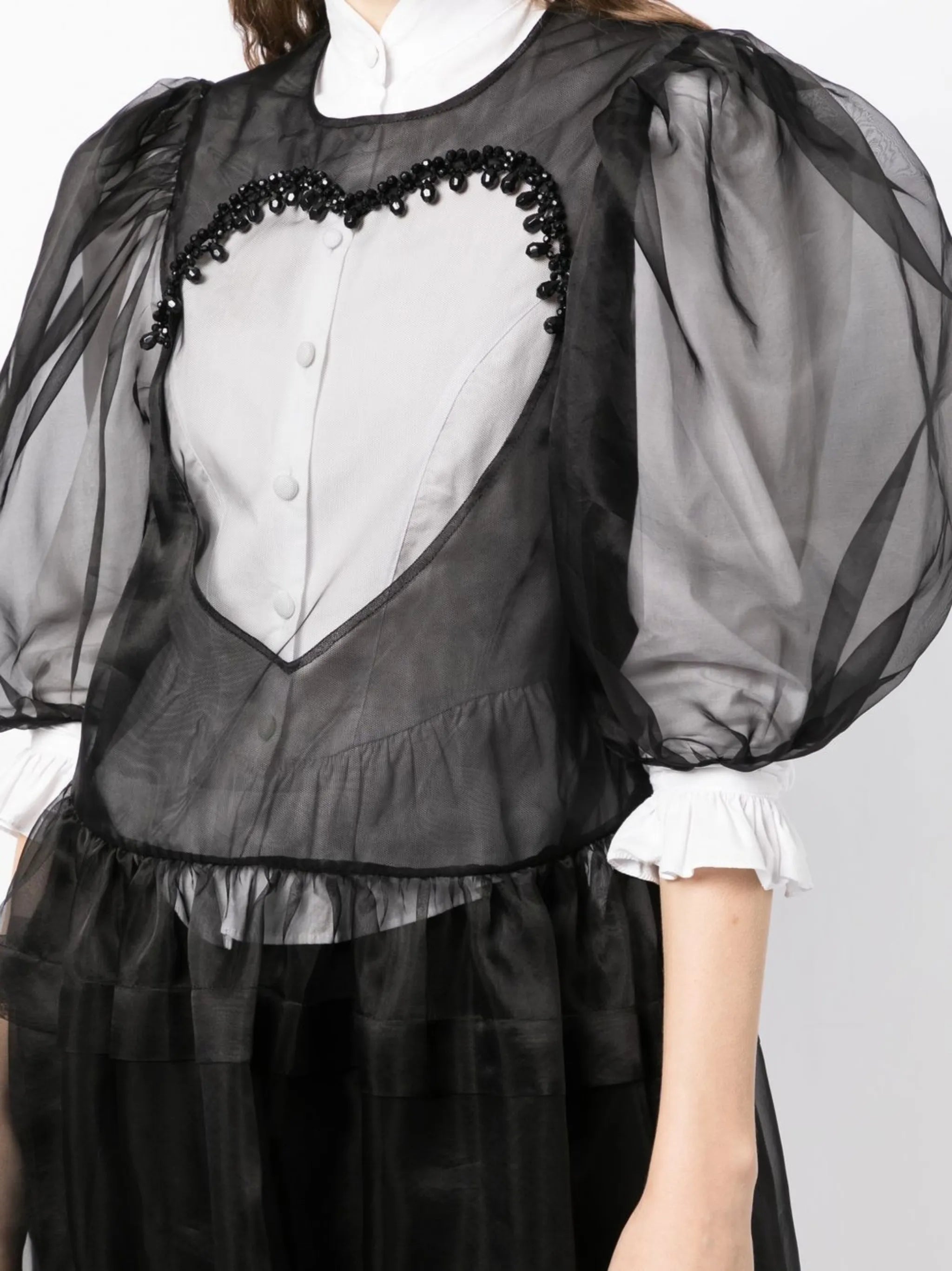 heart cut-out sheer dress