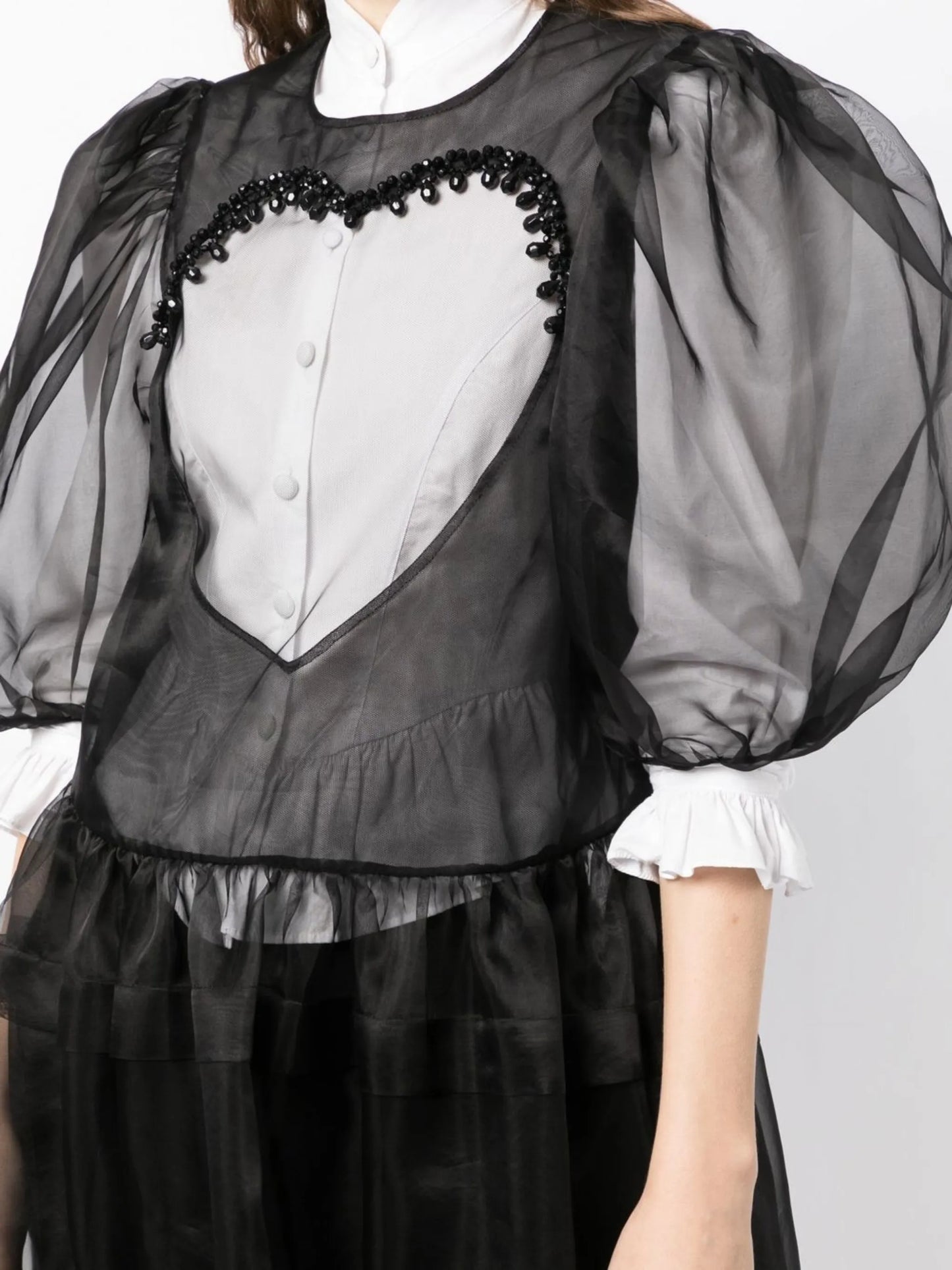 heart cut-out sheer dress