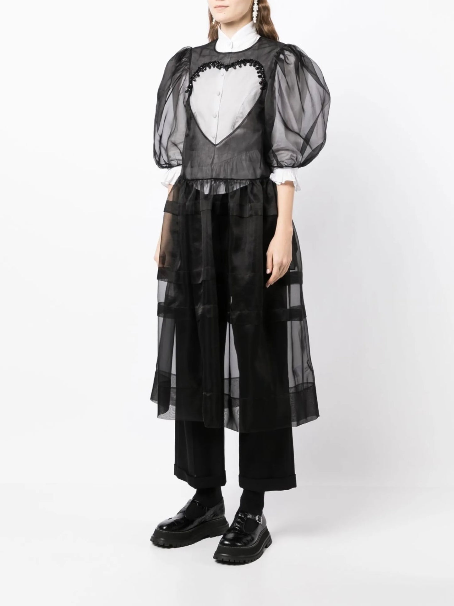 heart cut-out sheer dress