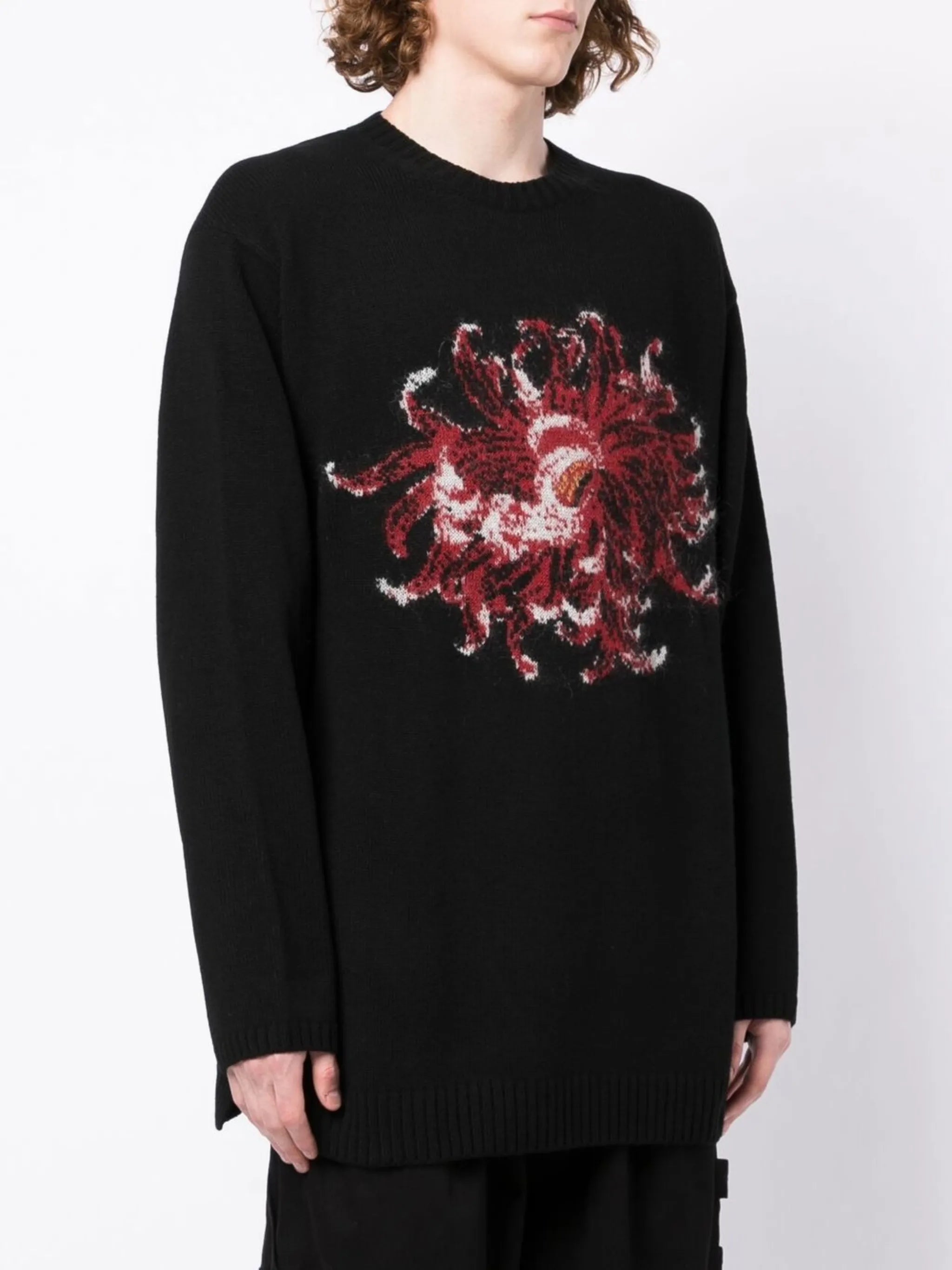 floral-print wool jumper