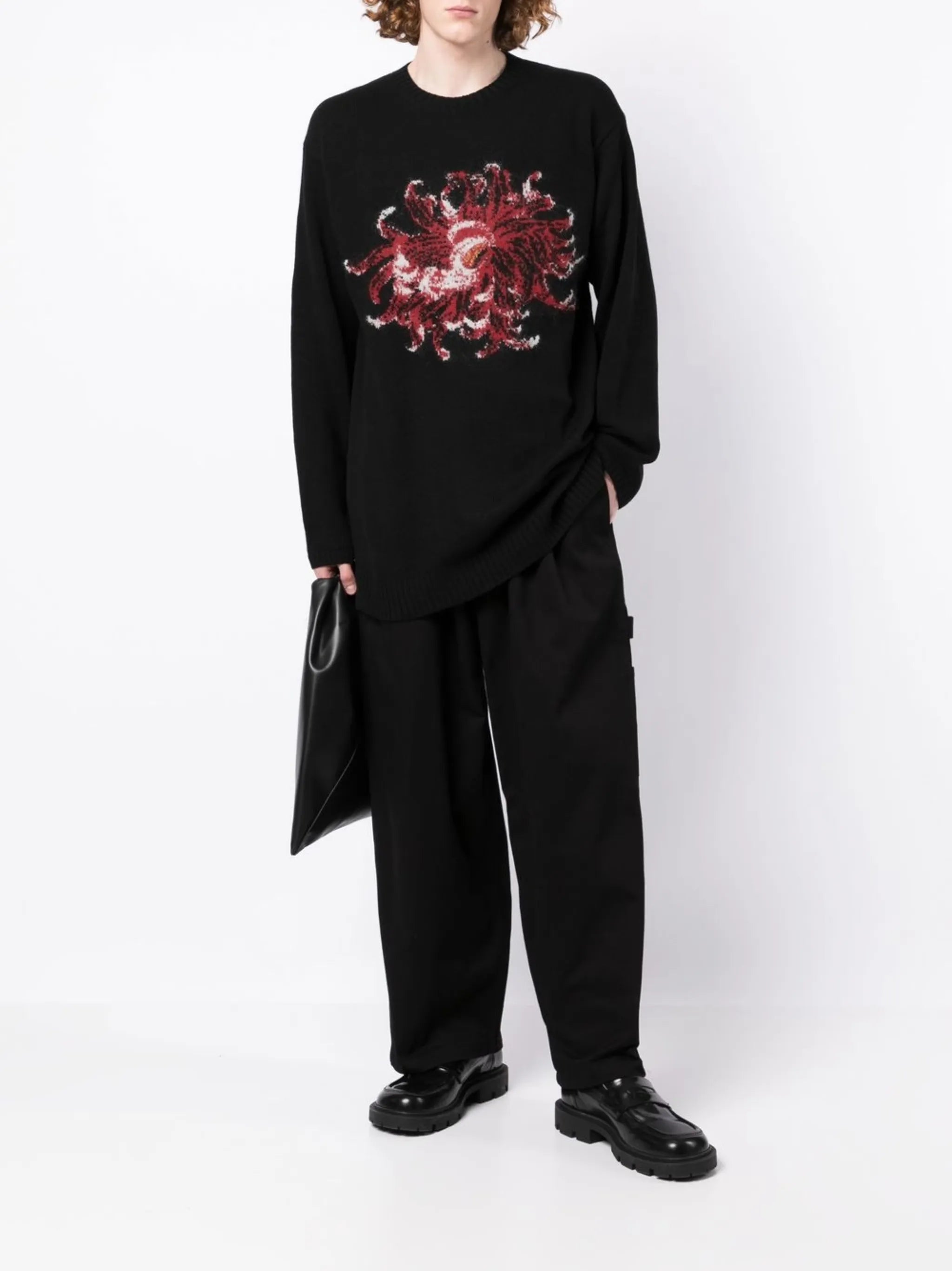 floral-print wool jumper