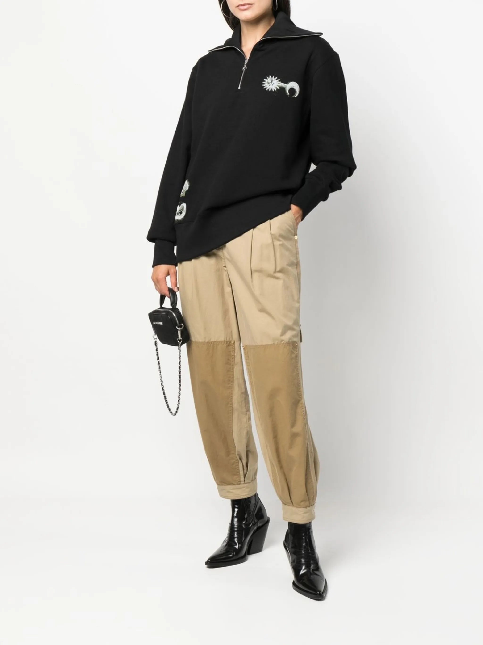 Ouroboros-print Half-zip sweater