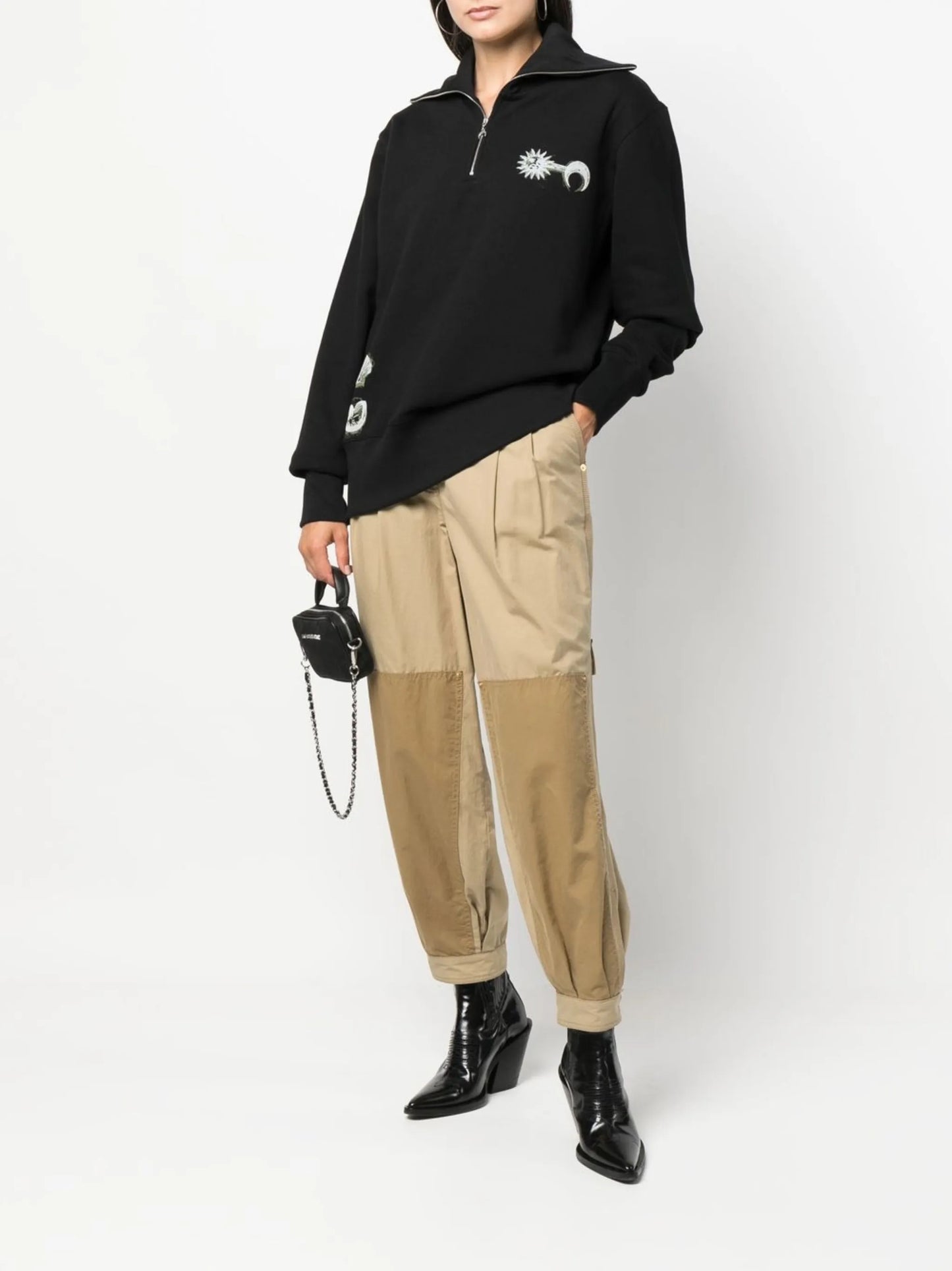 Ouroboros-print Half-zip sweater
