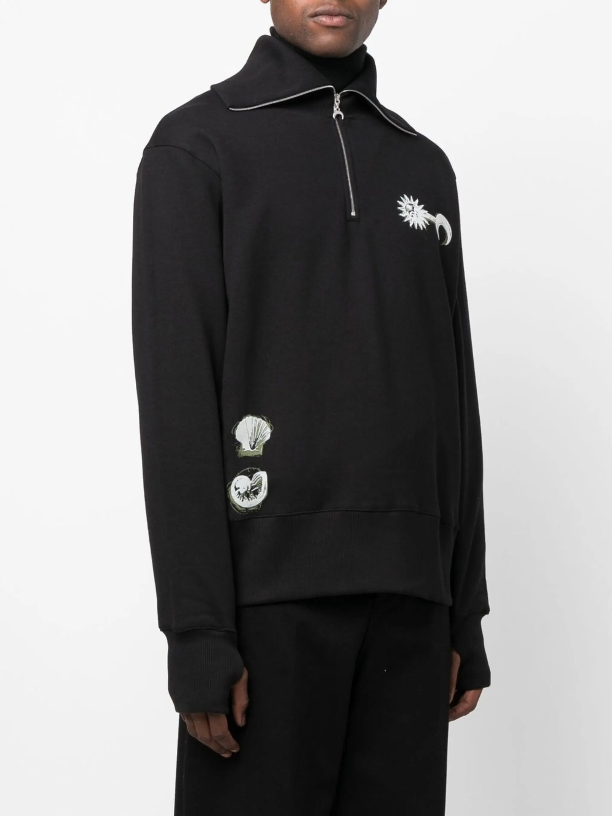 Ouroboros-print Half-zip sweater