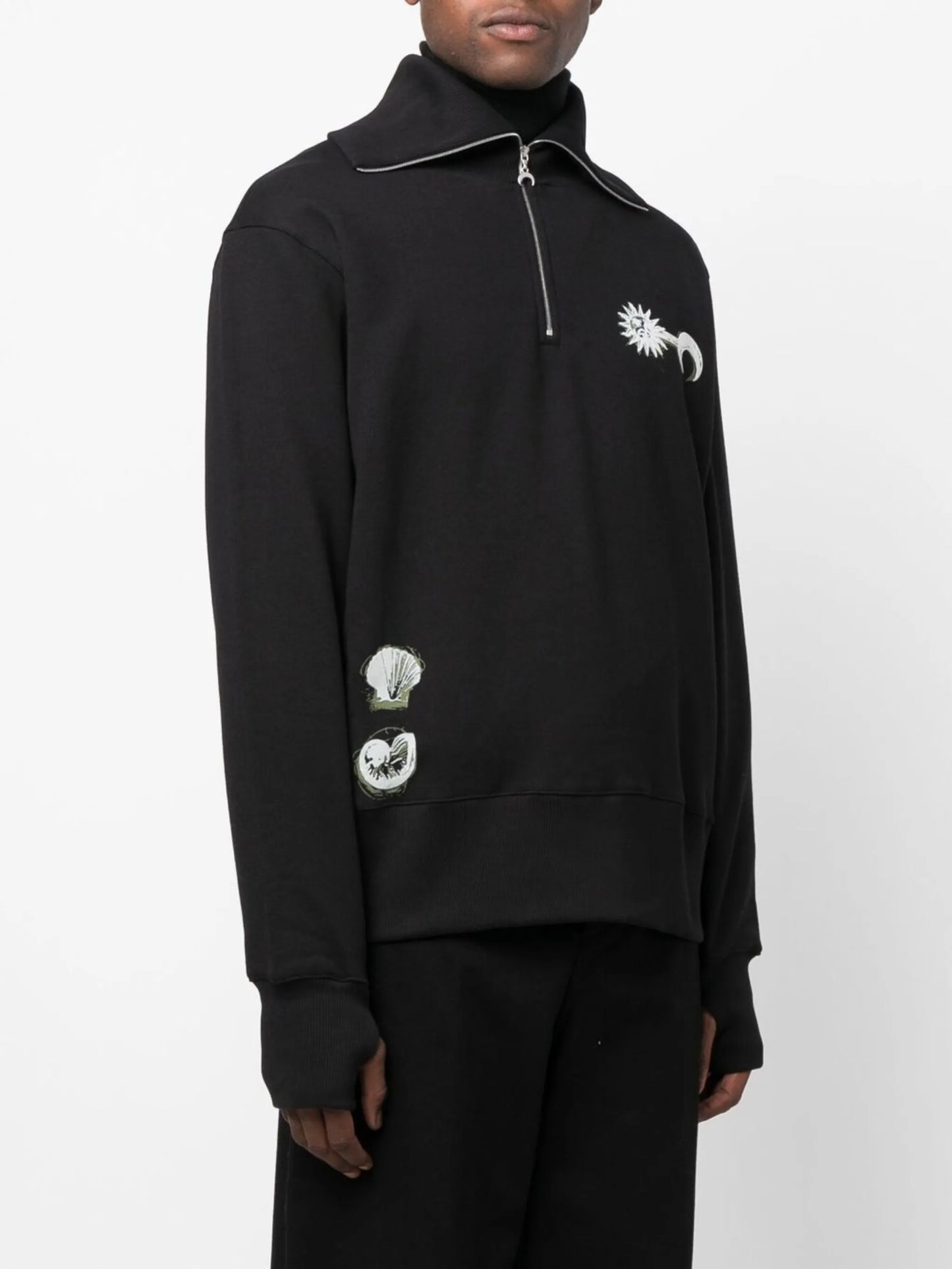 Ouroboros-print Half-zip sweater