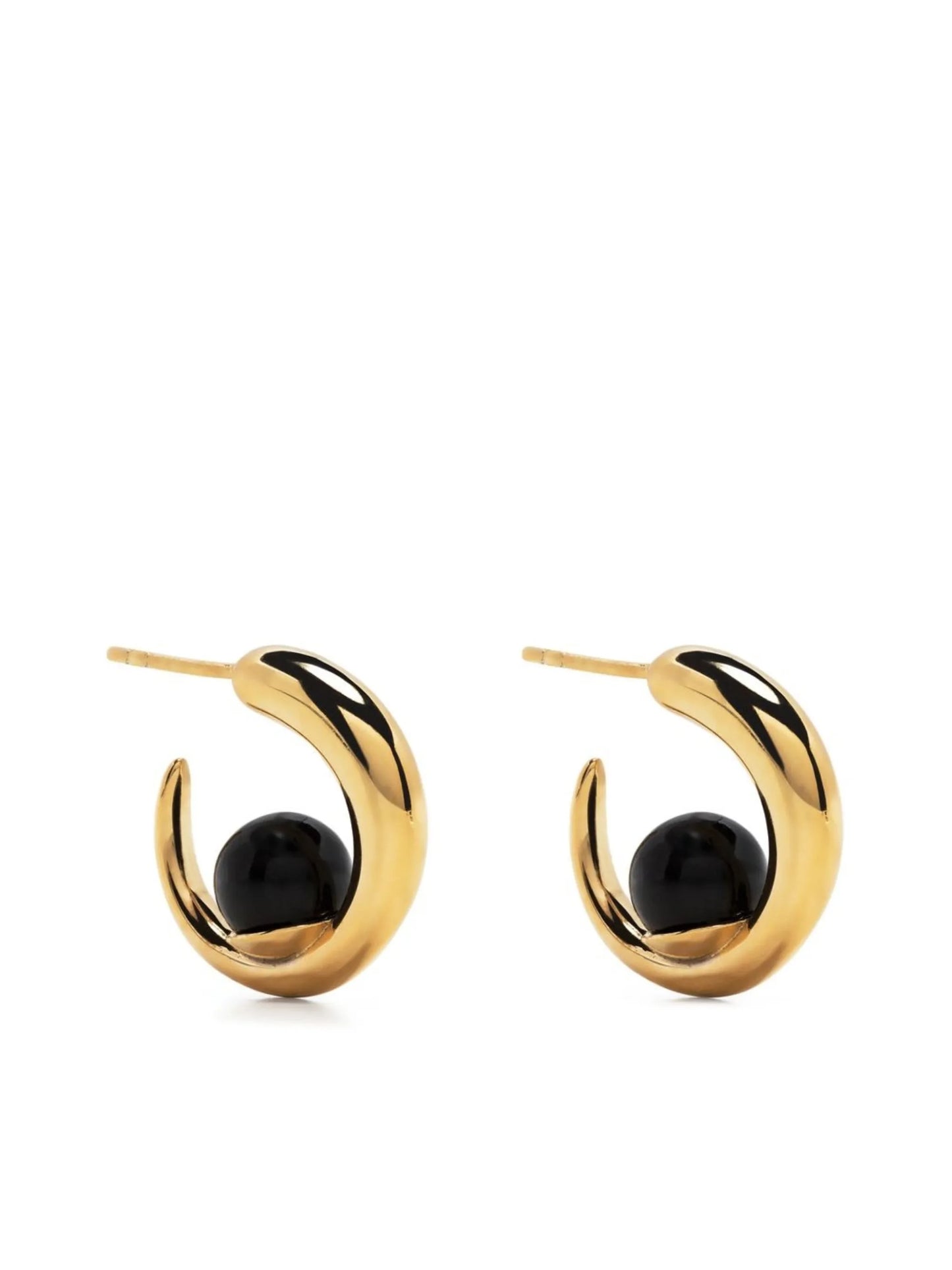 Tiny Isha Gold Vermeil Onyx Hoops