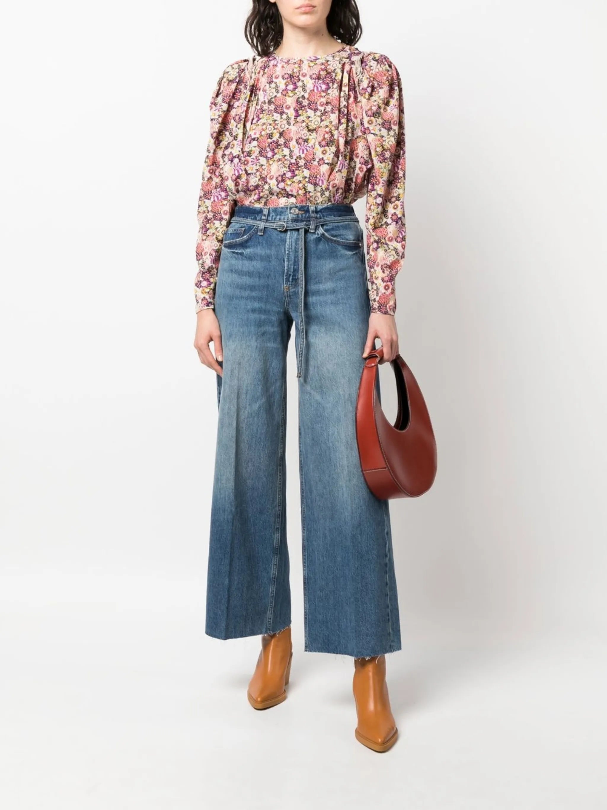 faded-effect boyfriend-cut jeans