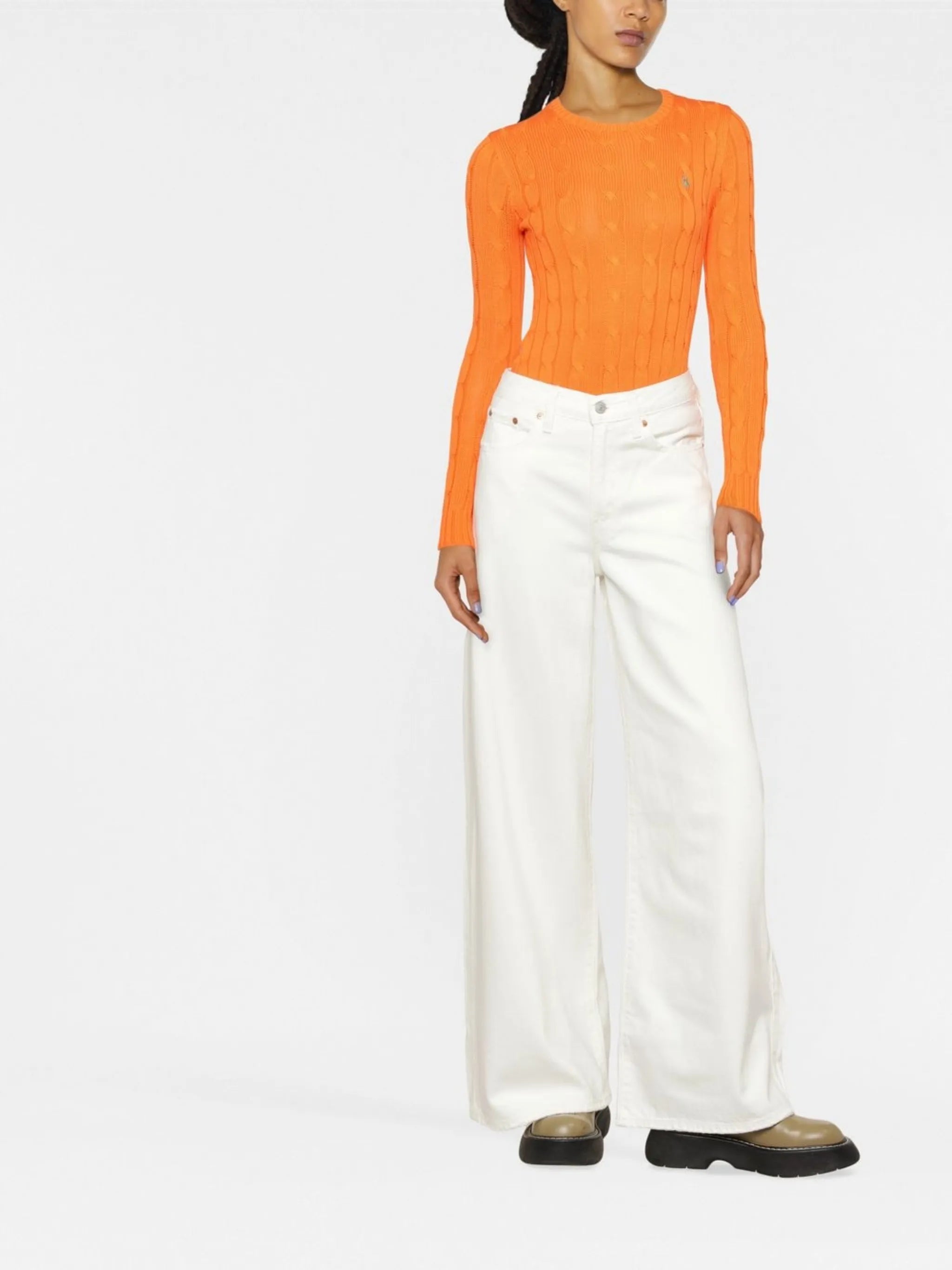 wide-leg denim jeans