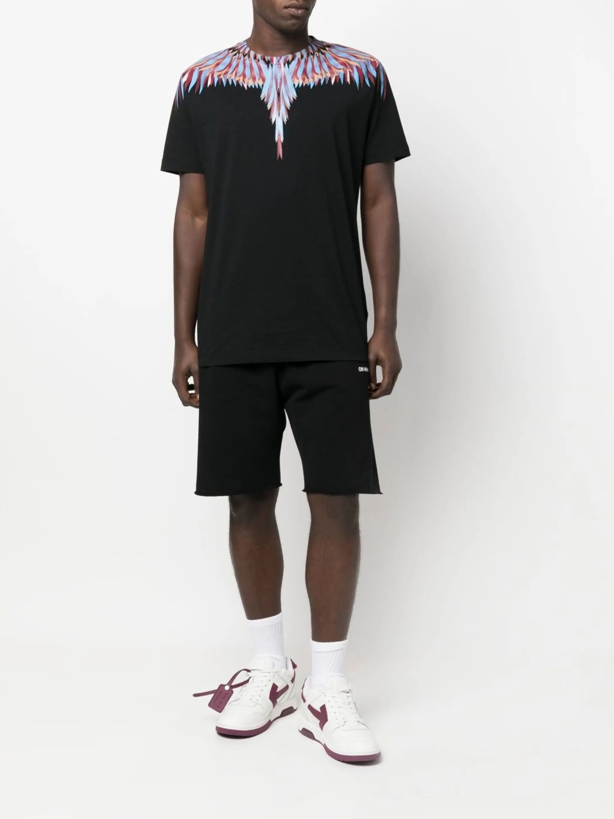 Wings-print crew neck T-shirt