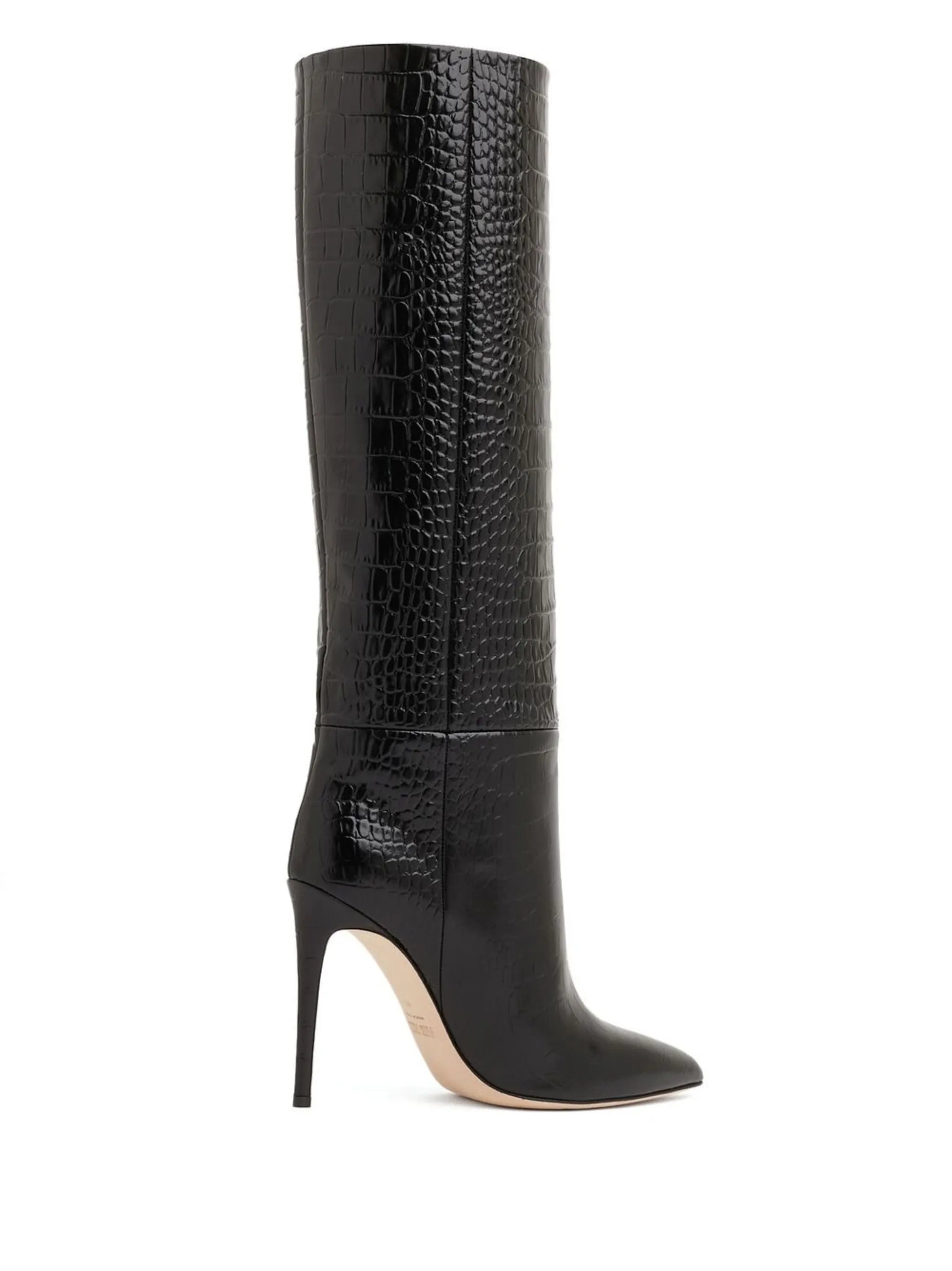croc-effect knee-high boots