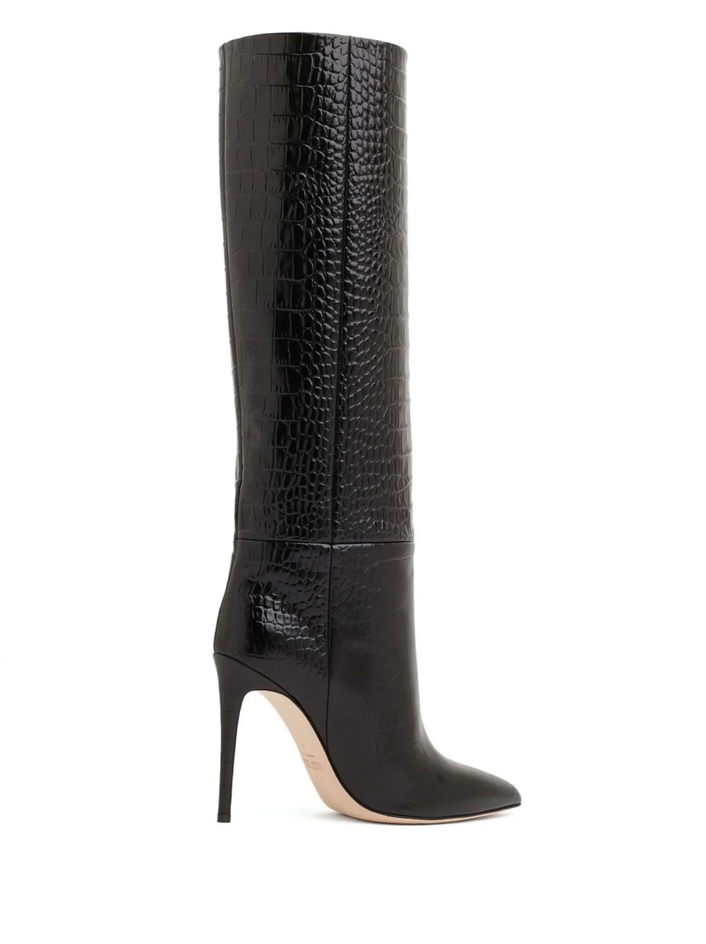 croc-effect knee-high boots