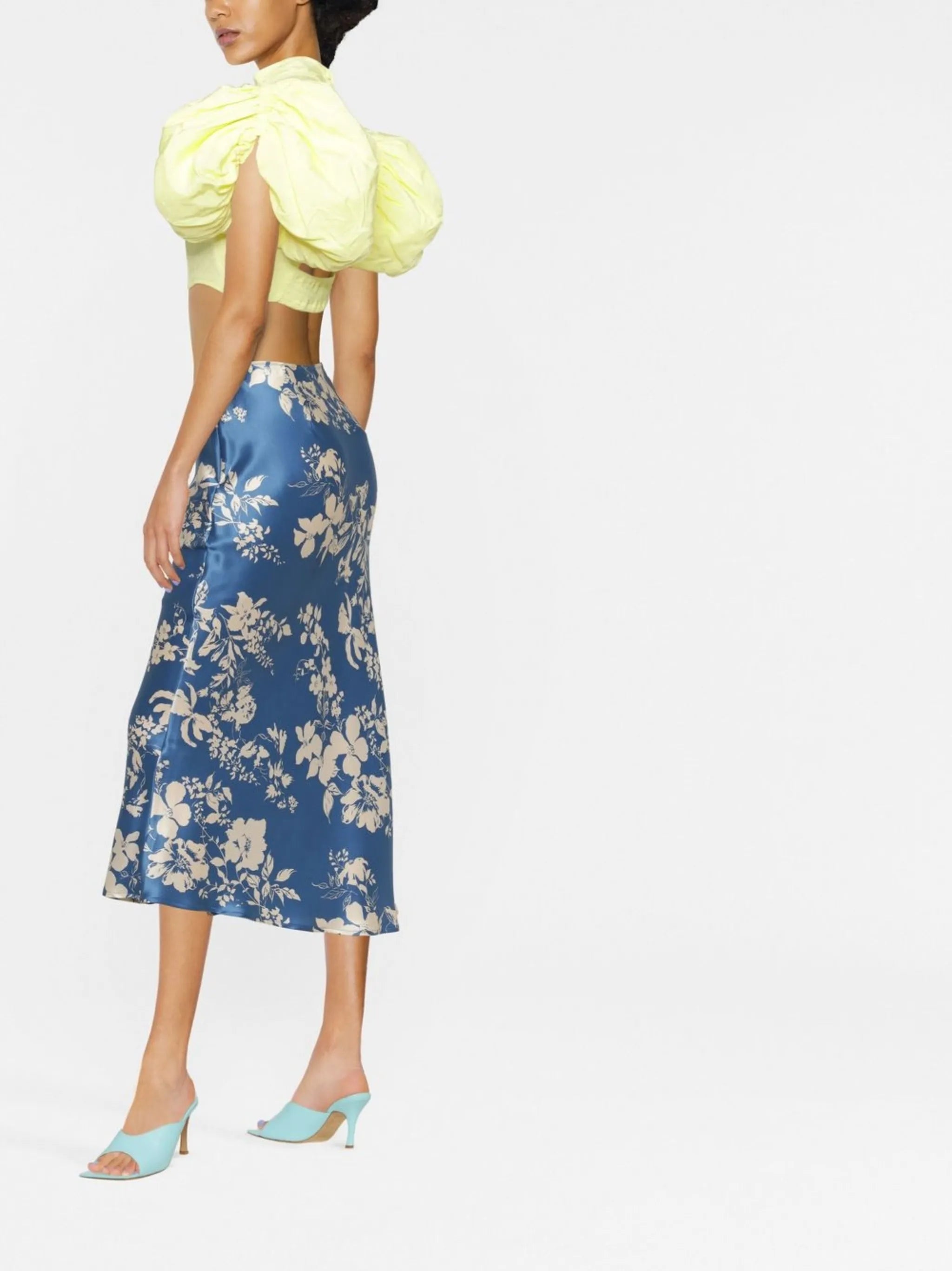 Dusk puff-sleeve cropped blouse