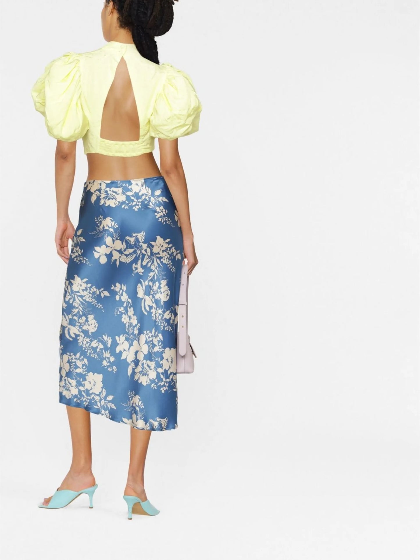 Dusk puff-sleeve cropped blouse