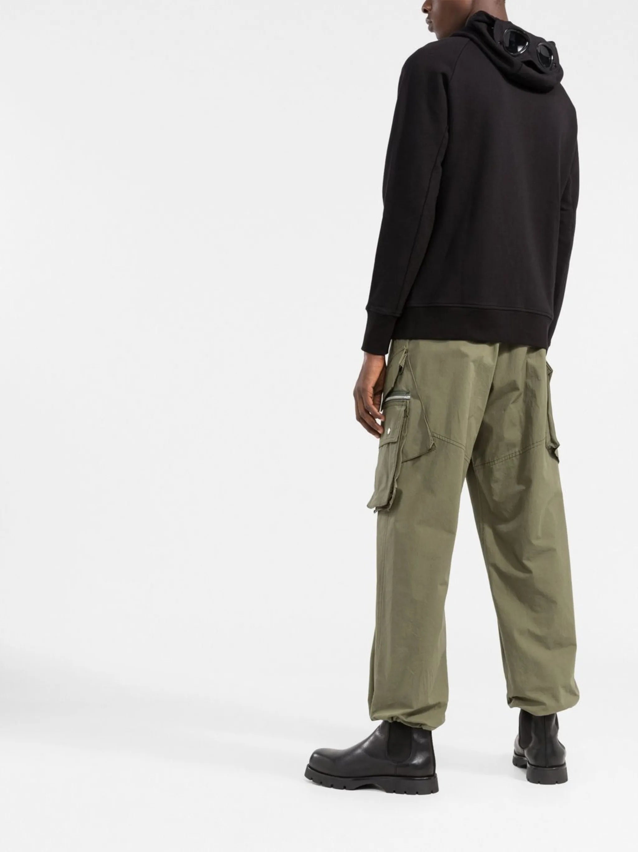 Lens-detail zip-up hoodie