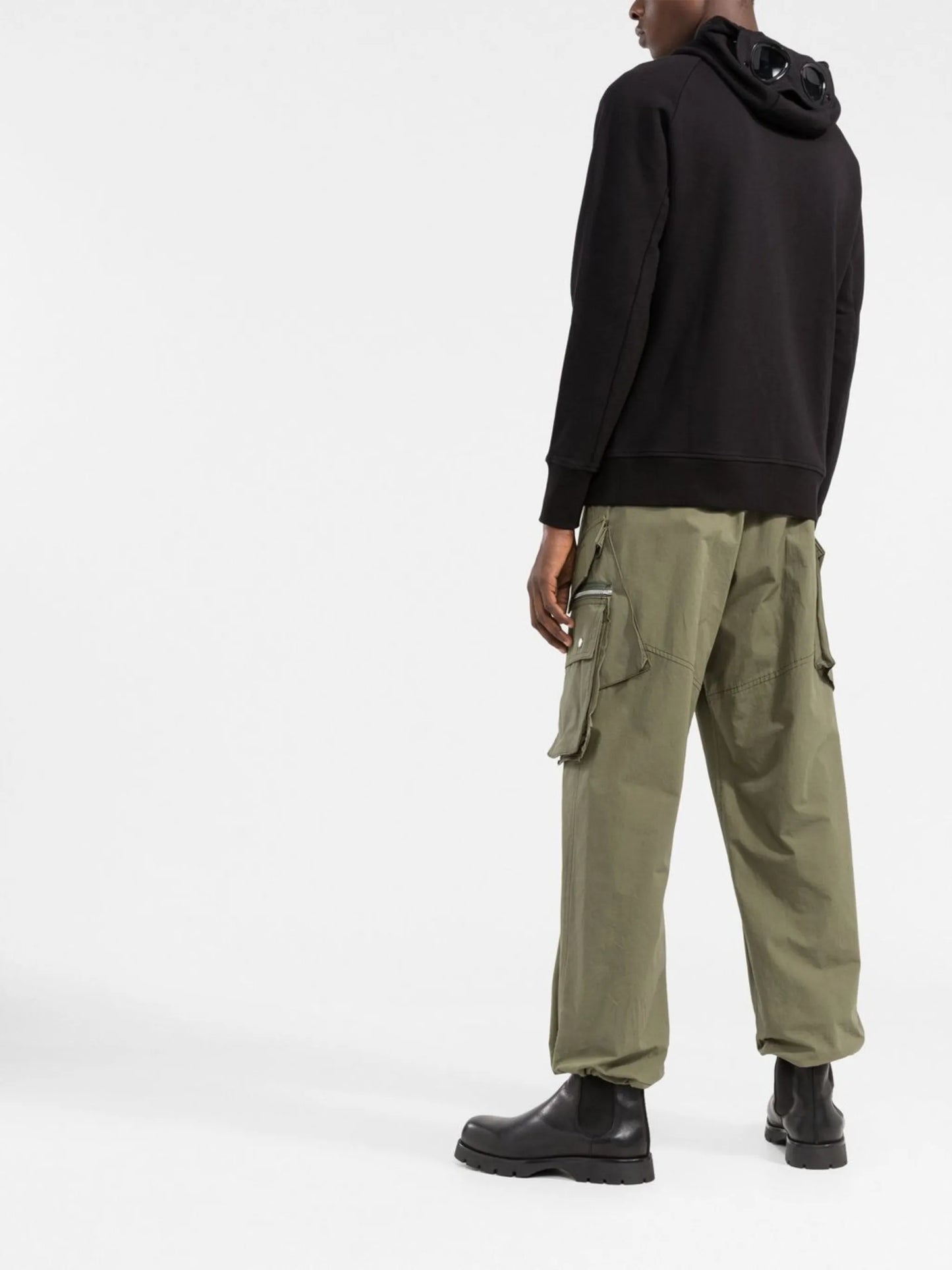 Lens-detail zip-up hoodie