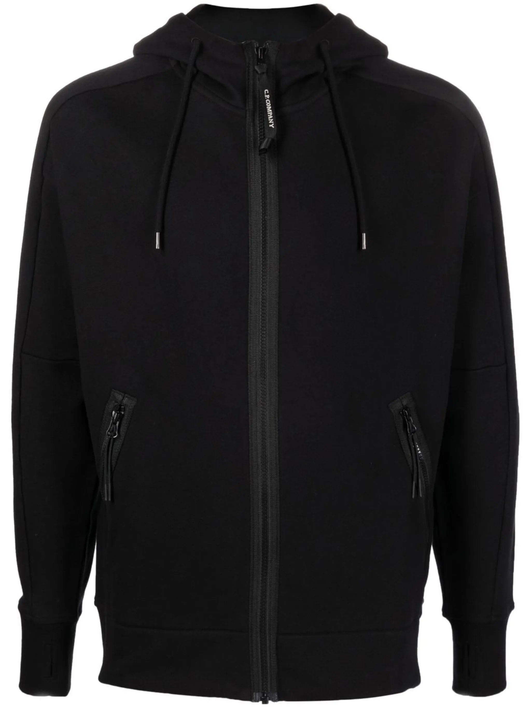 Lens-detail zip-up hoodie