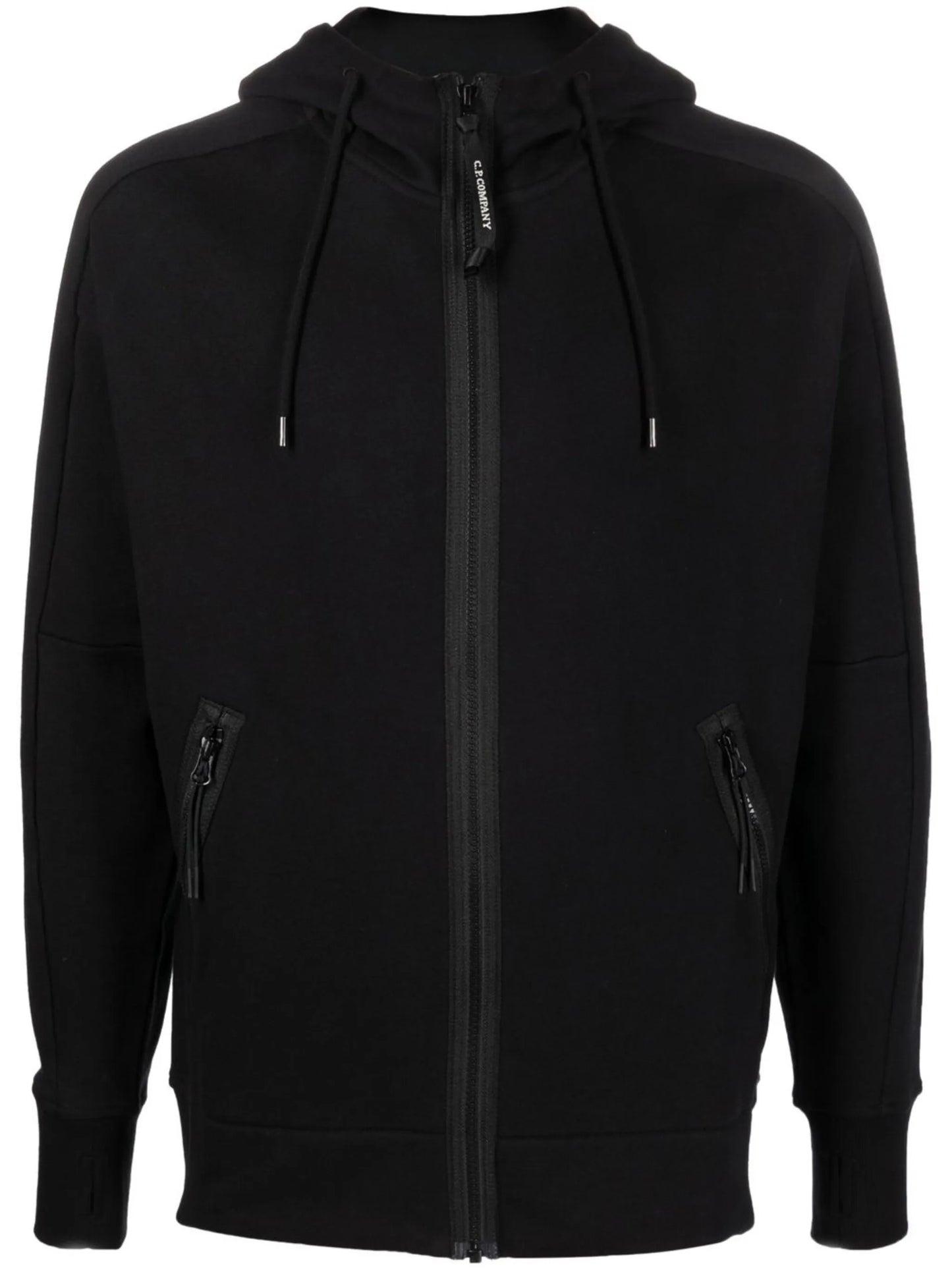 Lens-detail zip-up hoodie