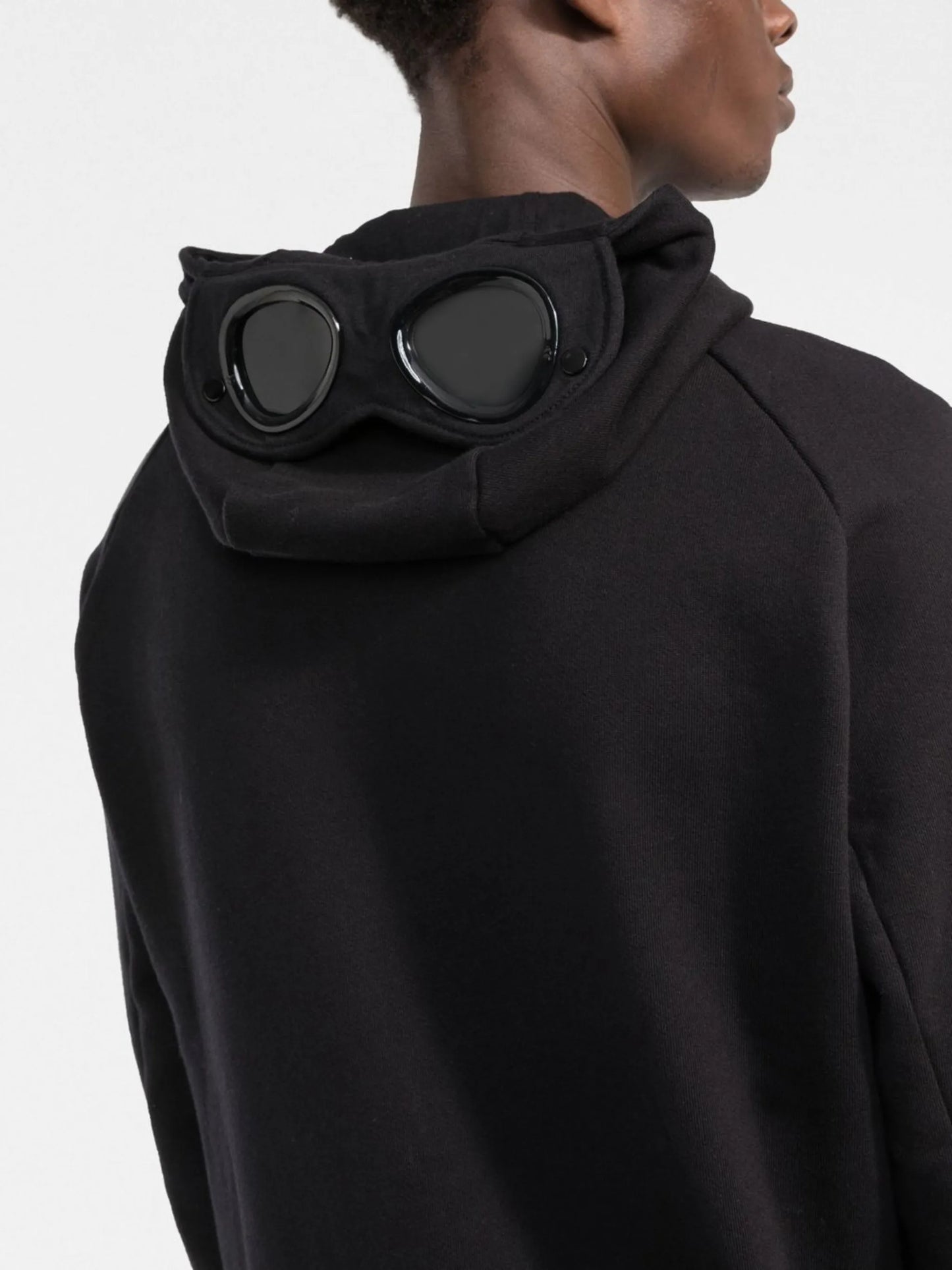 Lens-detail zip-up hoodie