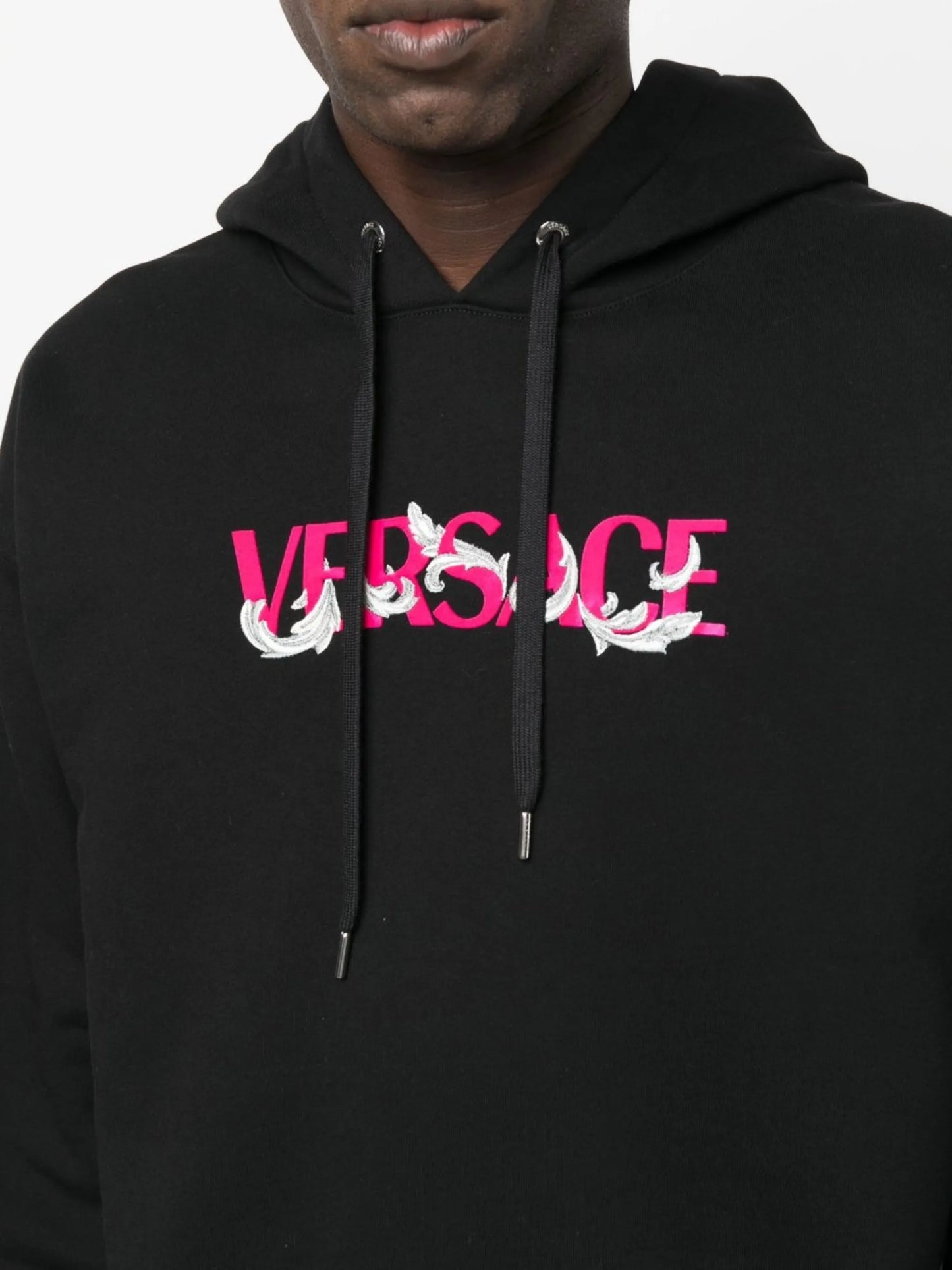 logo-embroidered drawstring hoodie
