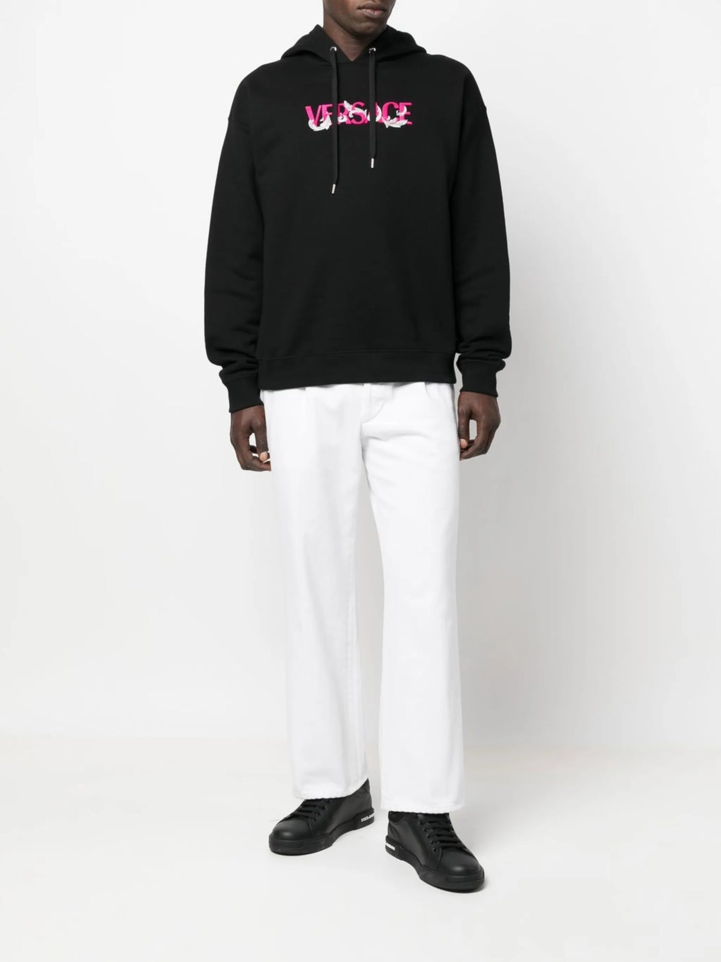logo-embroidered drawstring hoodie