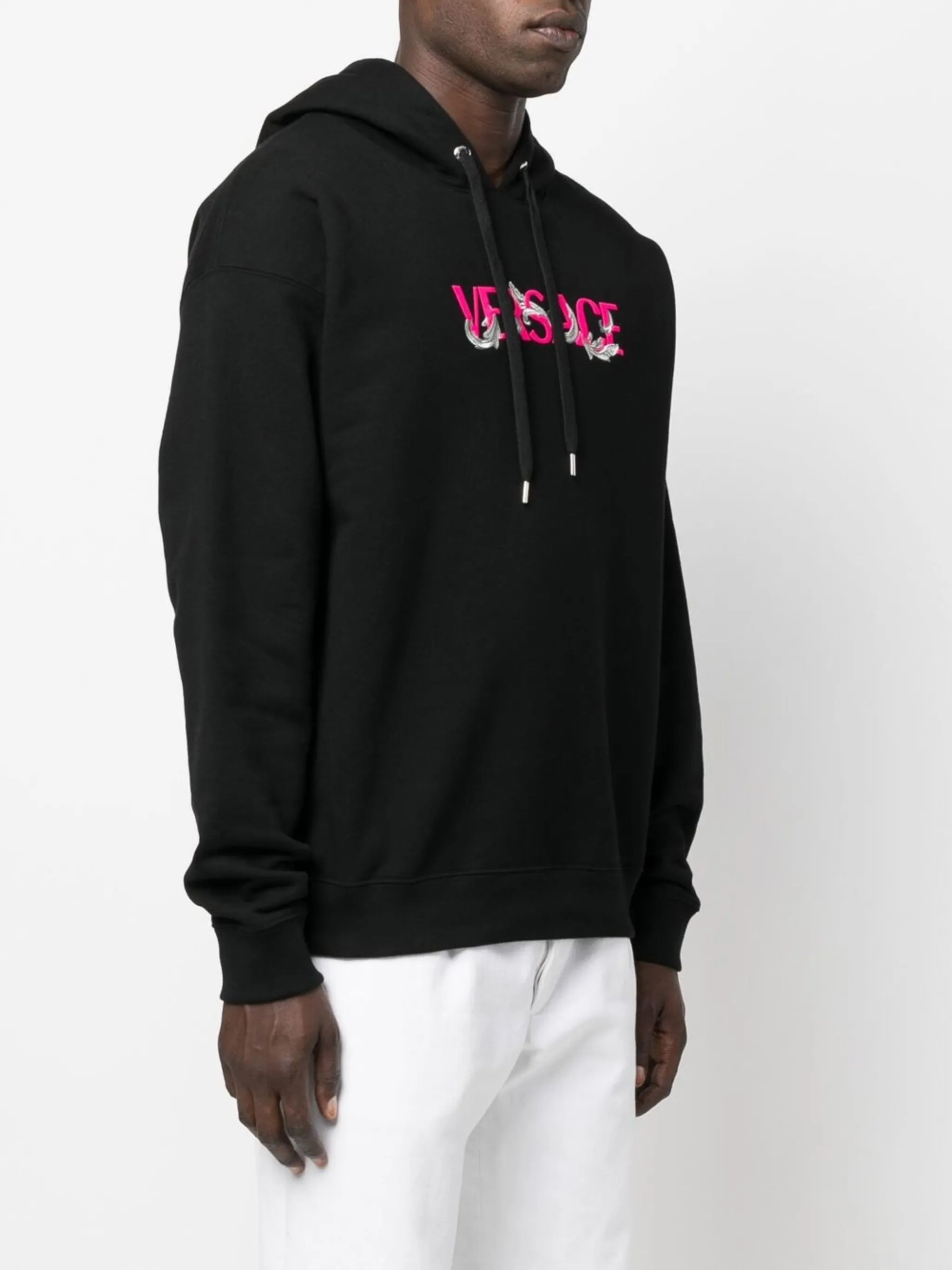 logo-embroidered drawstring hoodie