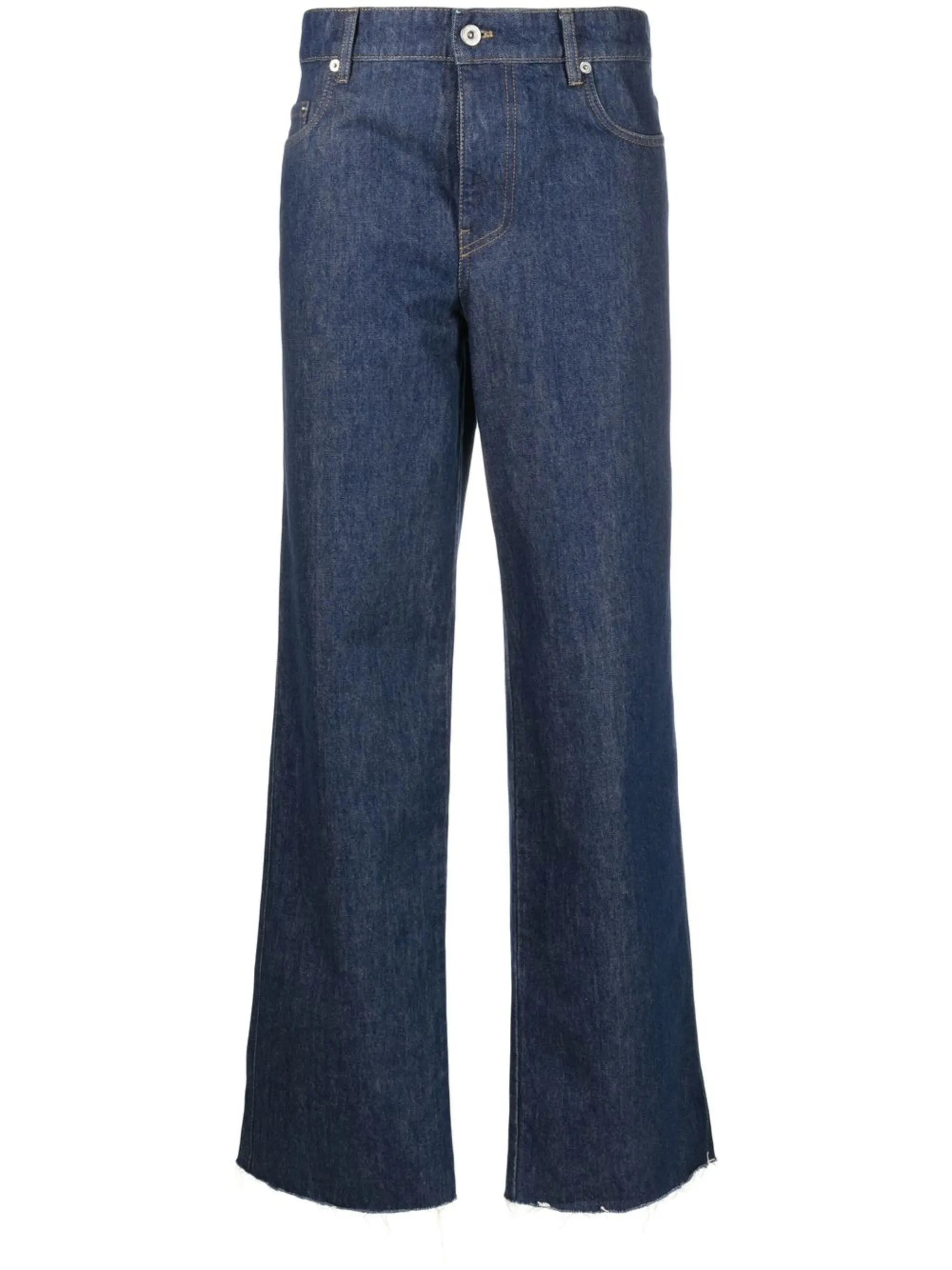 raw-cut hem straight-leg jeans