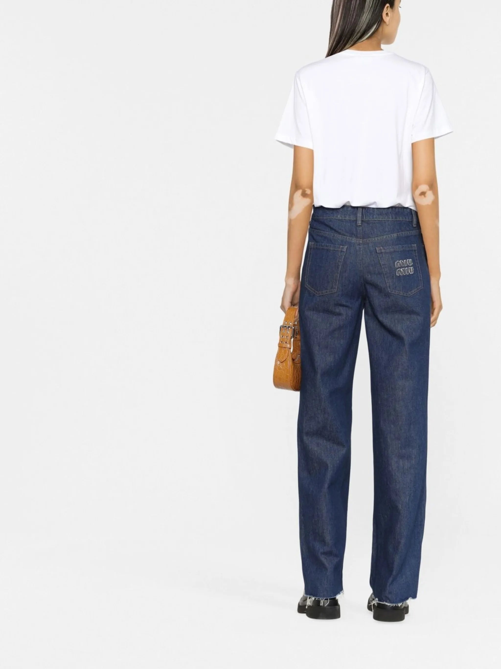 raw-cut hem straight-leg jeans