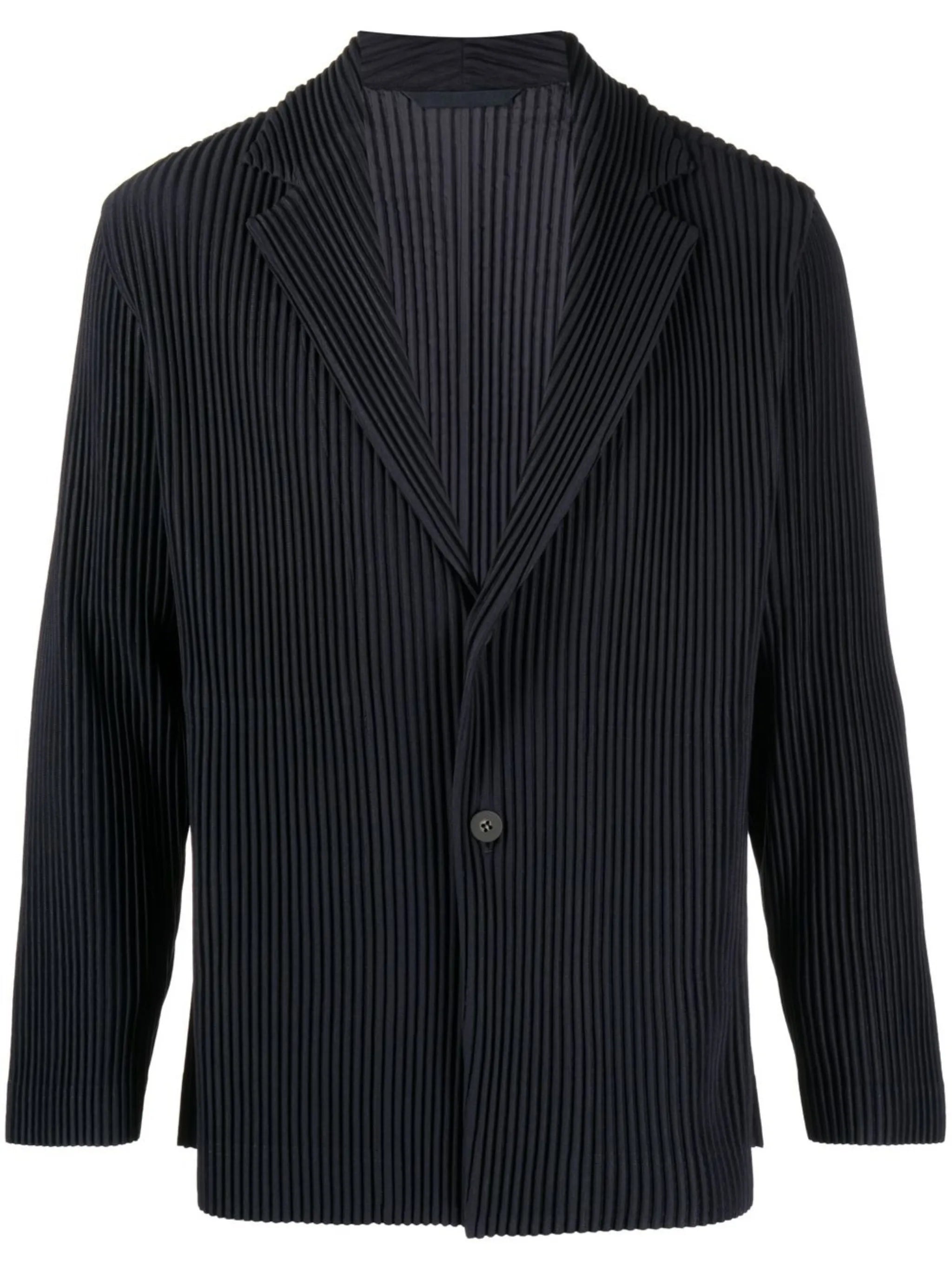 plissé single-breasted blazer