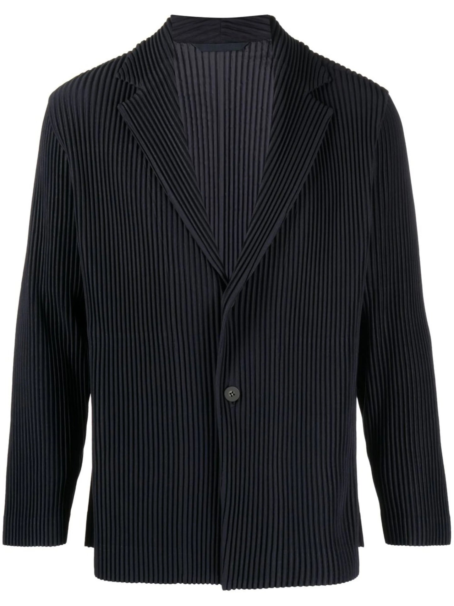 plissé single-breasted blazer