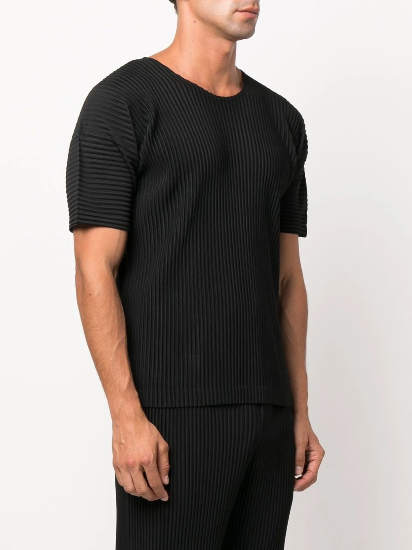 crew-neck plissé T-shirt