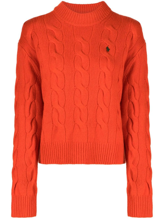 cable-knit cashmere-wool jumper
