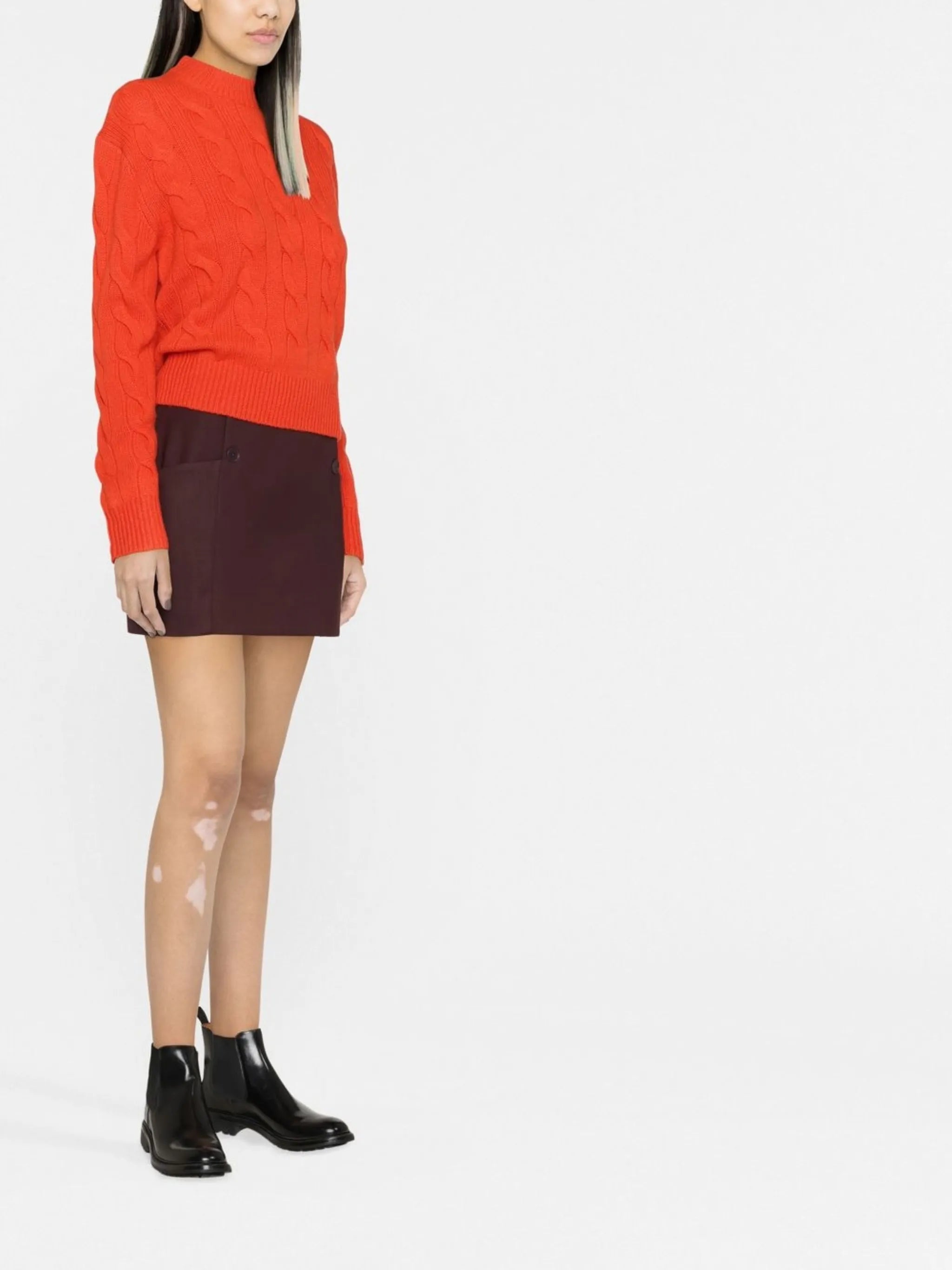 cable-knit cashmere-wool jumper