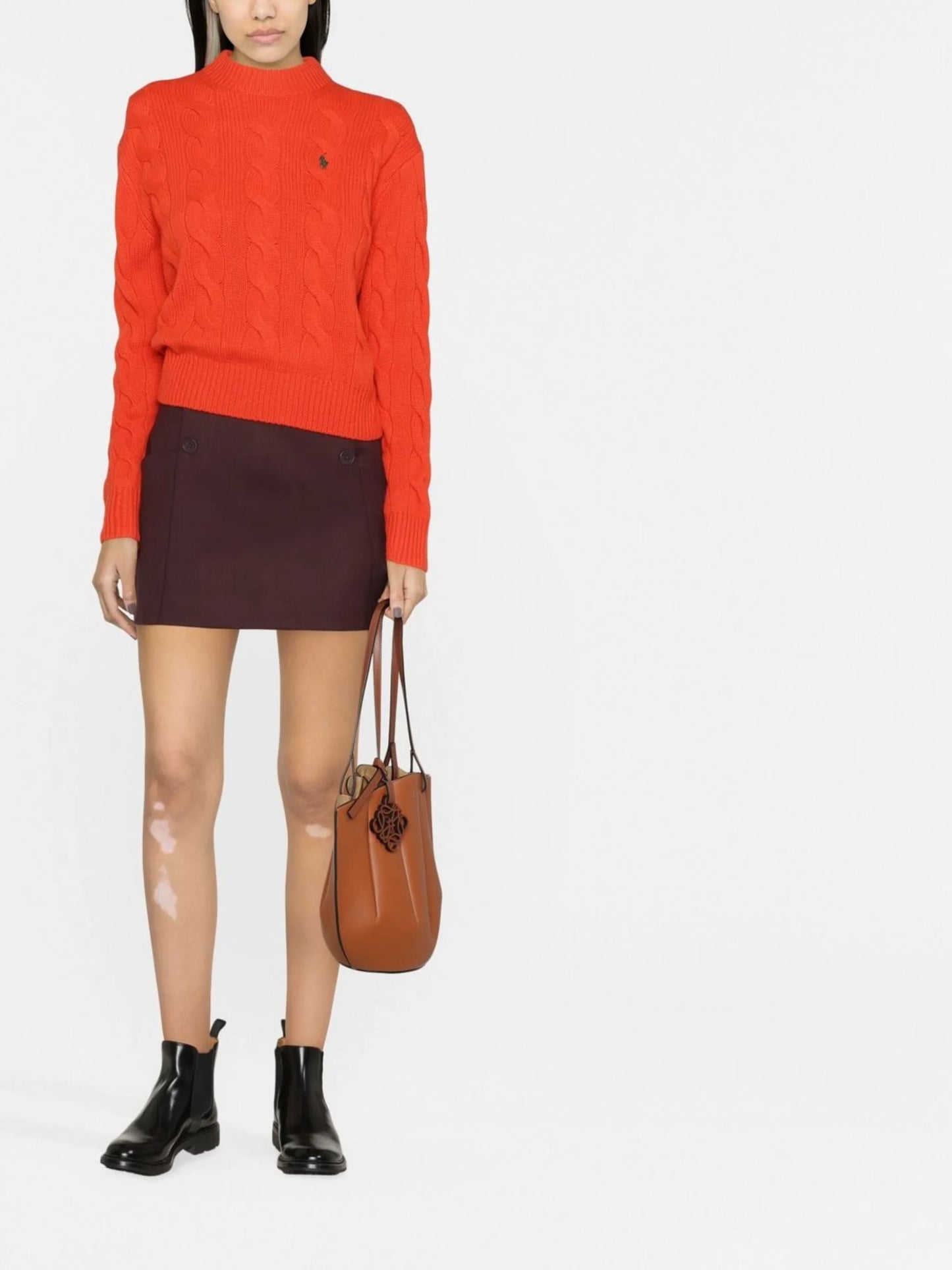 cable-knit cashmere-wool jumper