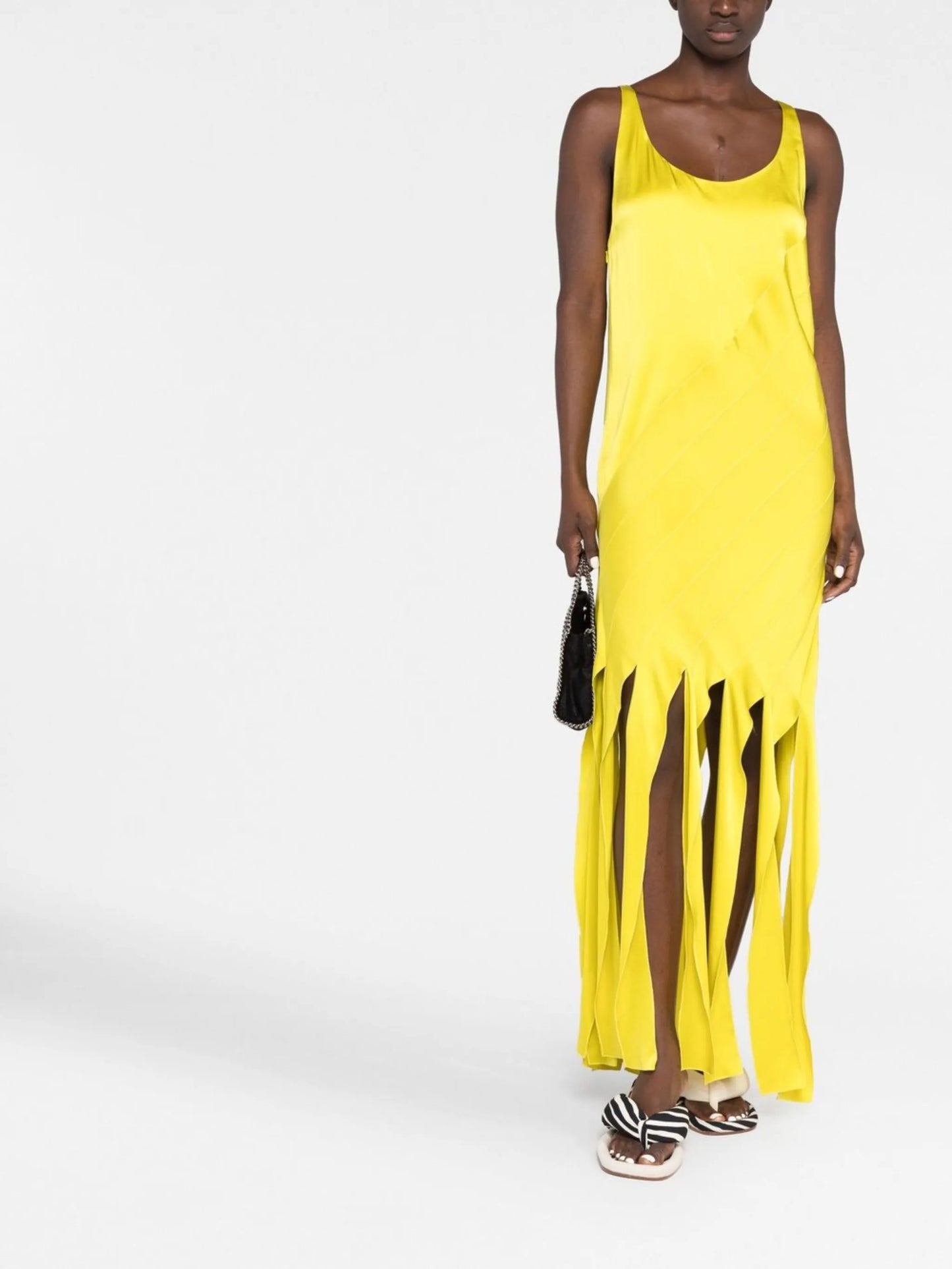 fringe-hem sleeveless dress