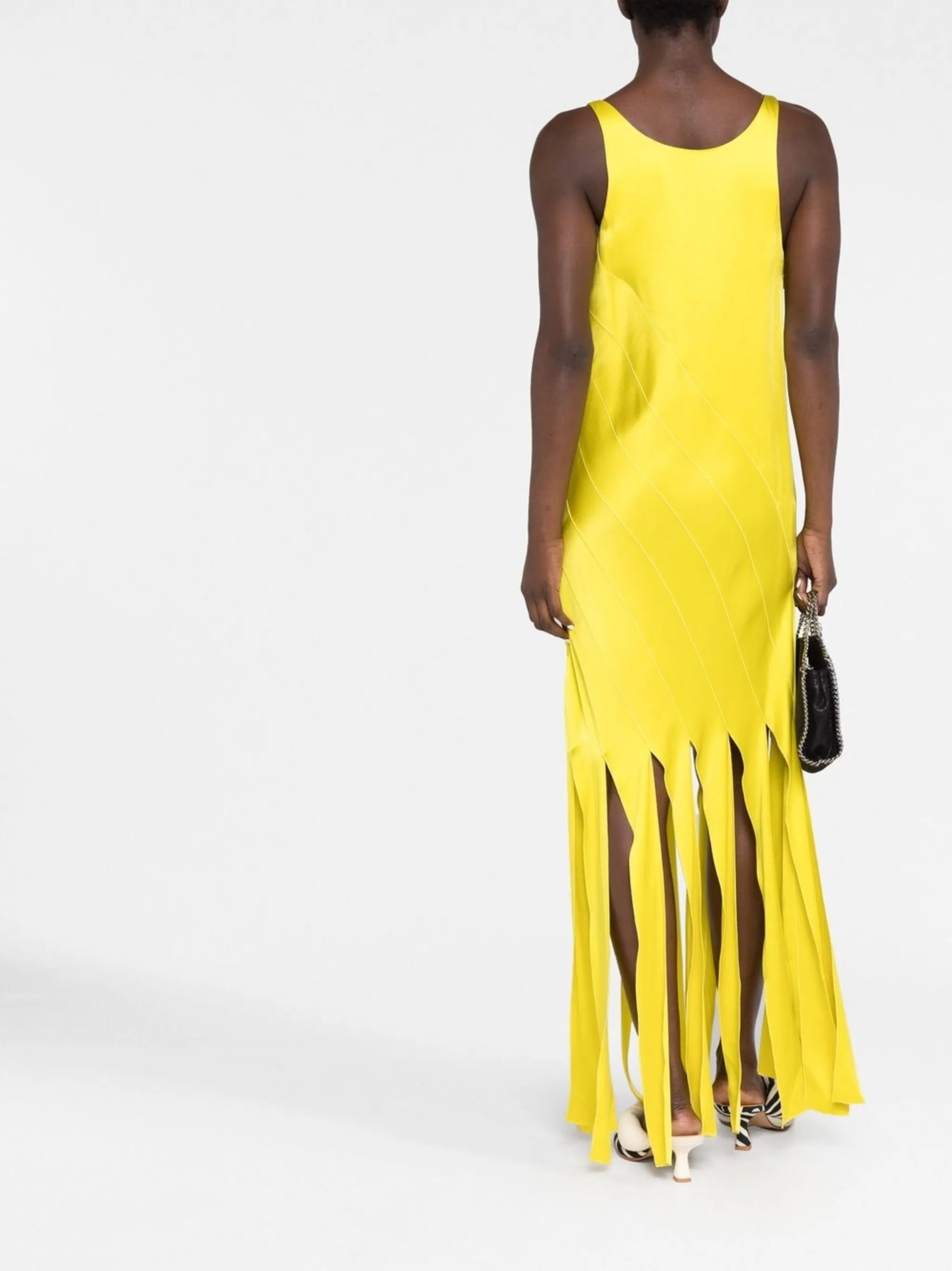fringe-hem sleeveless dress