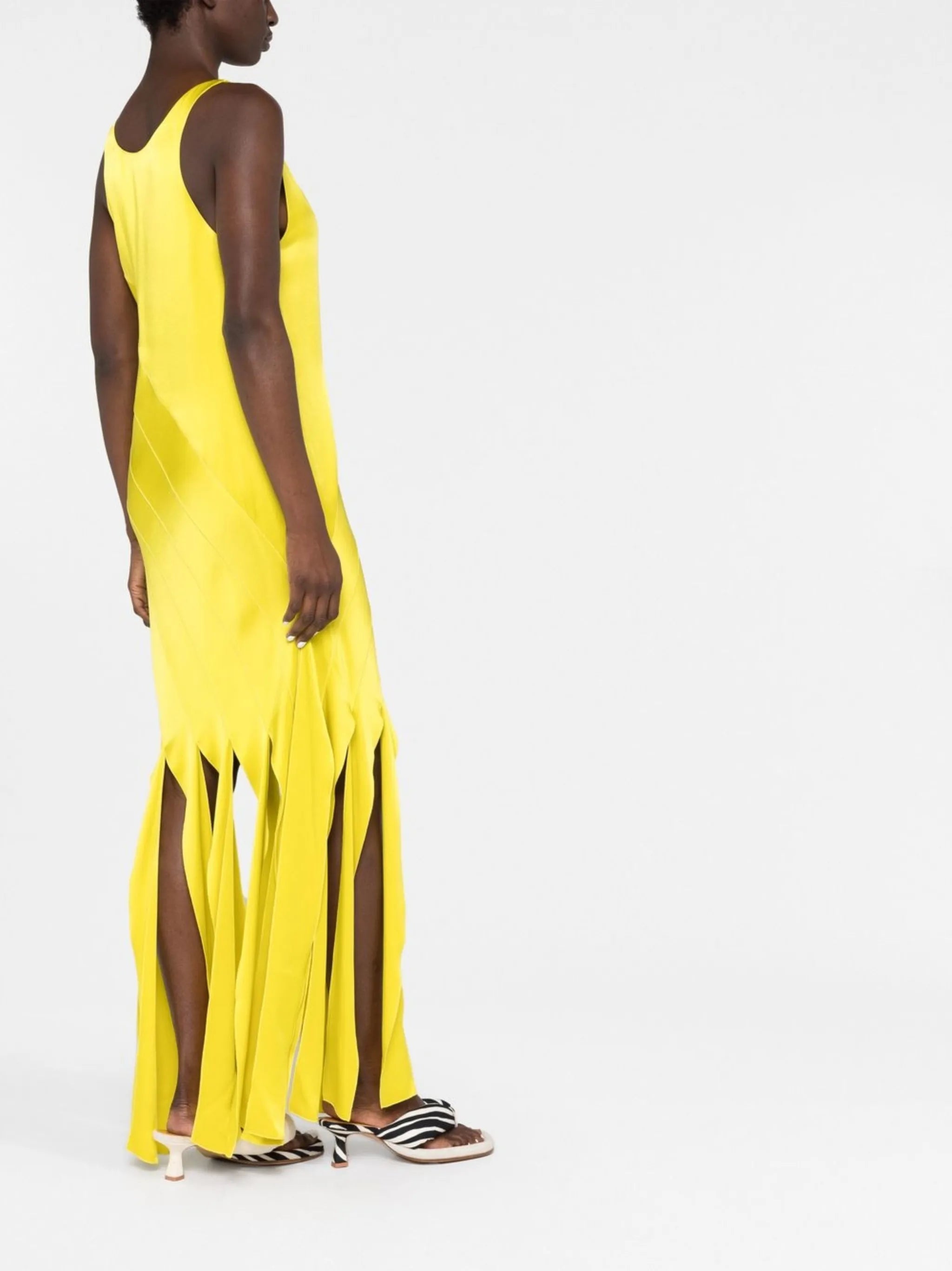 fringe-hem sleeveless dress