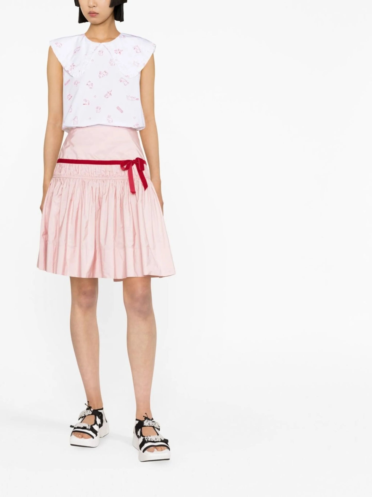 Lola bow-detail pleated miniskirt