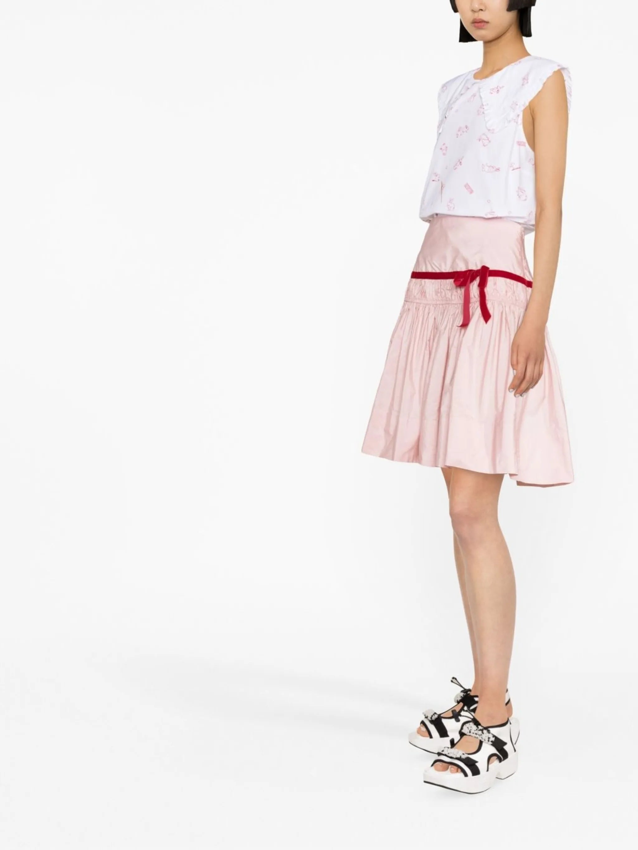 Lola bow-detail pleated miniskirt