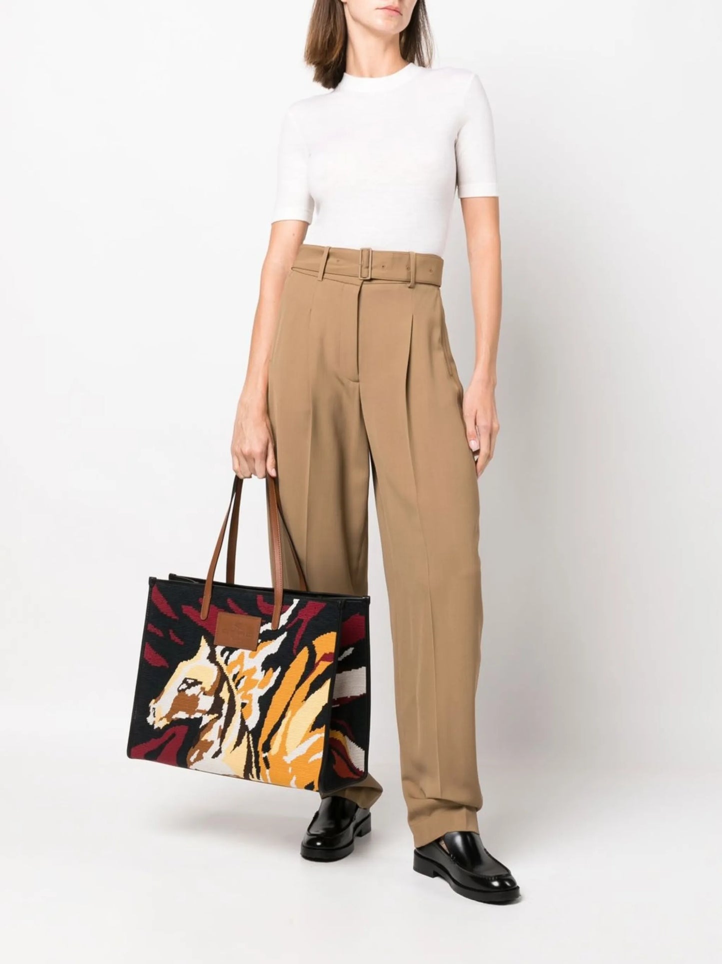 jacquard-horse pattern tote bag
