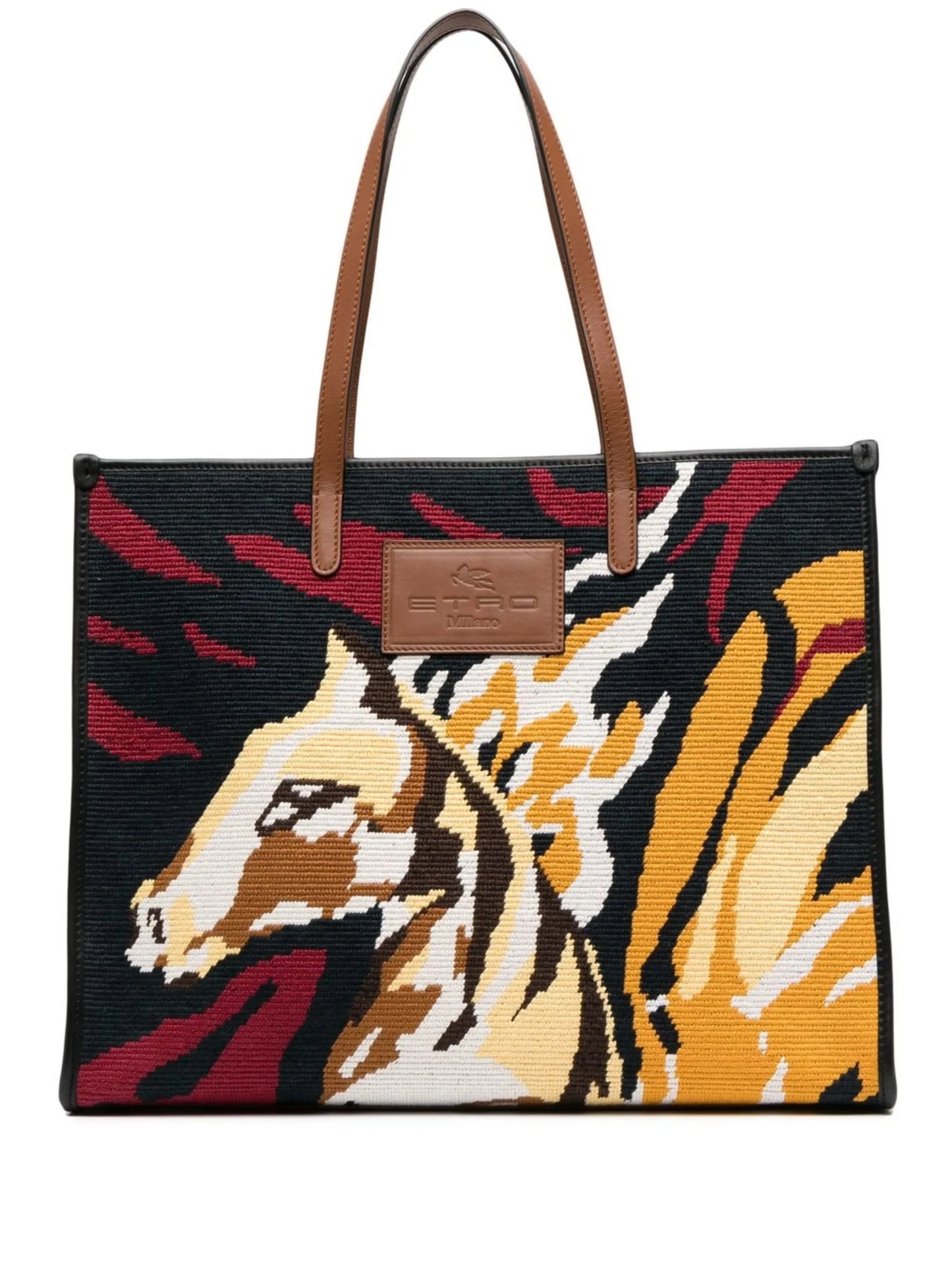 jacquard-horse pattern tote bag