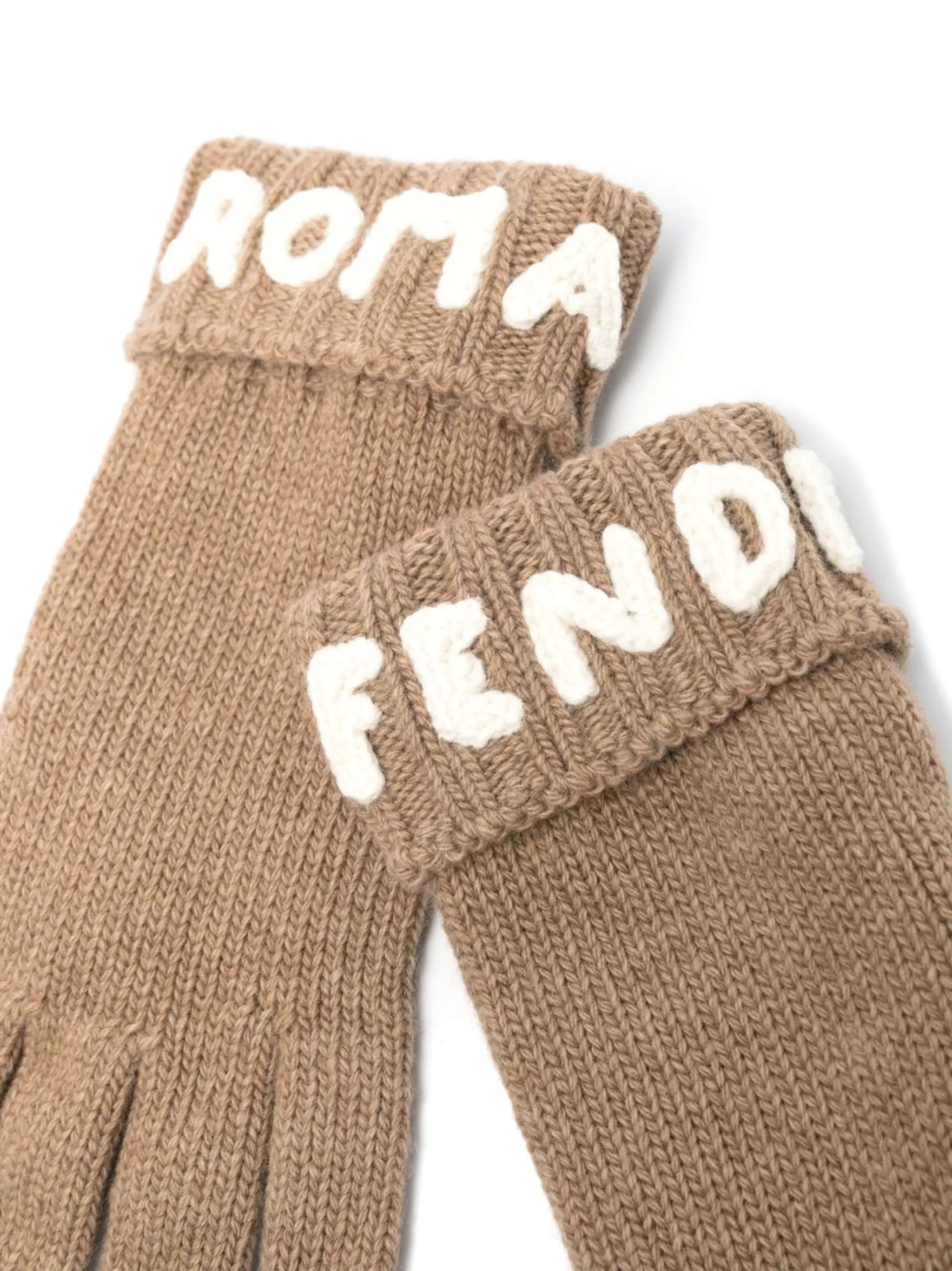 logo-embroidered knitted gloves