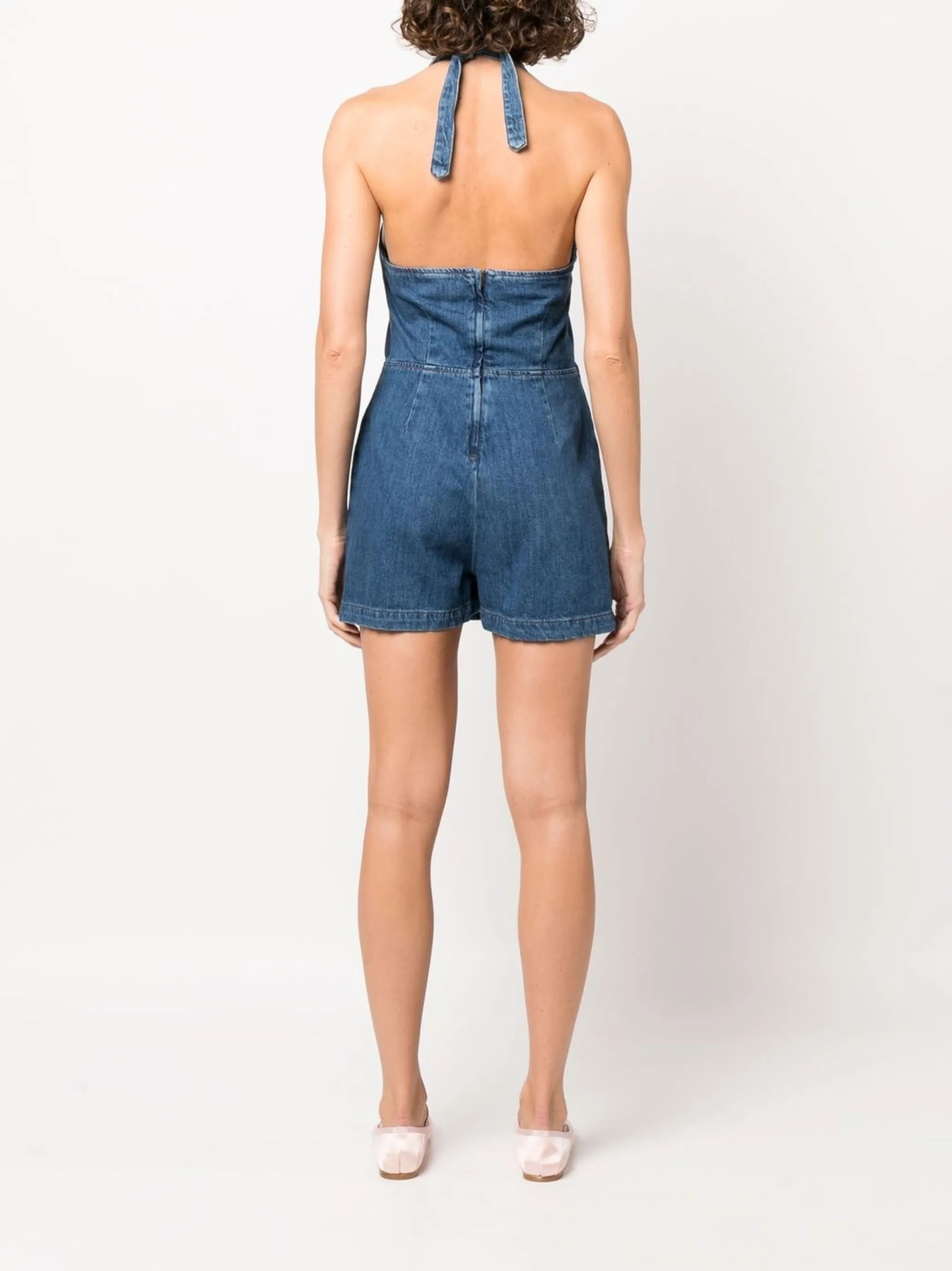 Pamela halterneck denim minidress