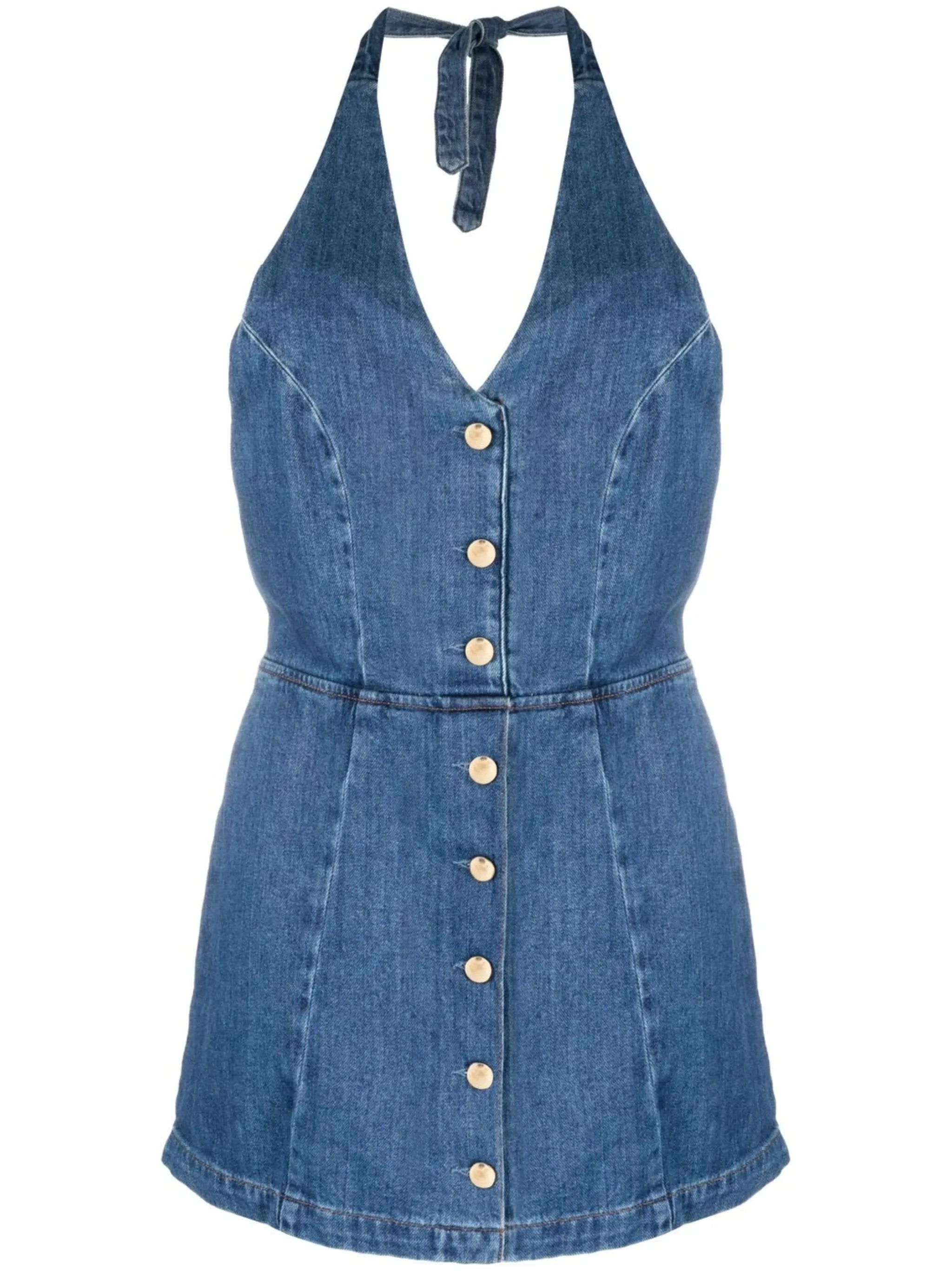 Pamela halterneck denim minidress