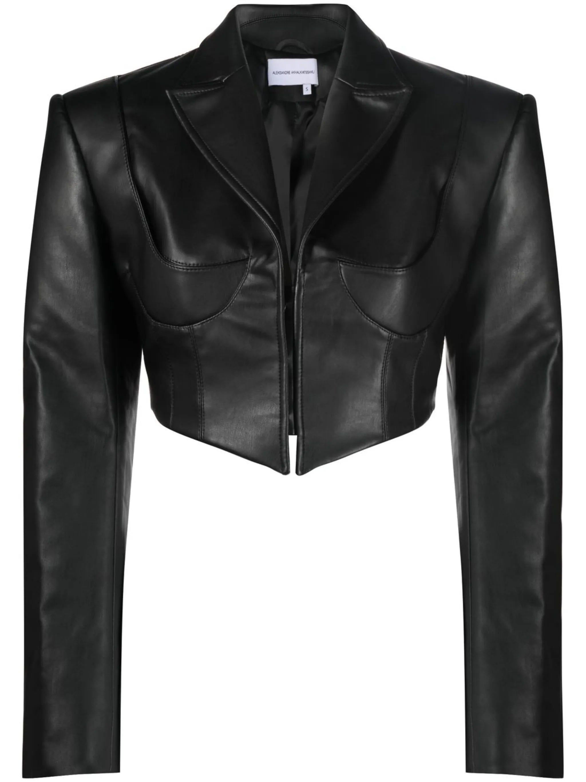 cropped faux-leather jacket