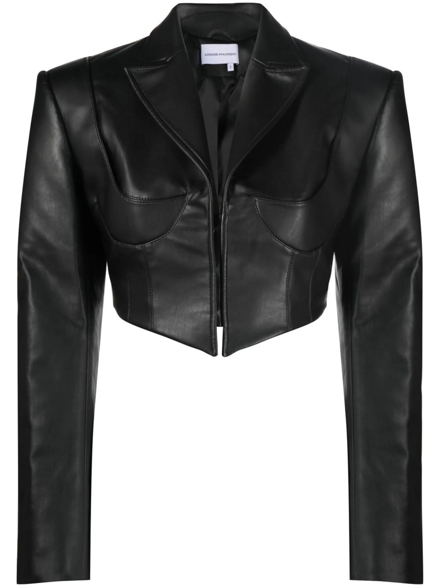 cropped faux-leather jacket